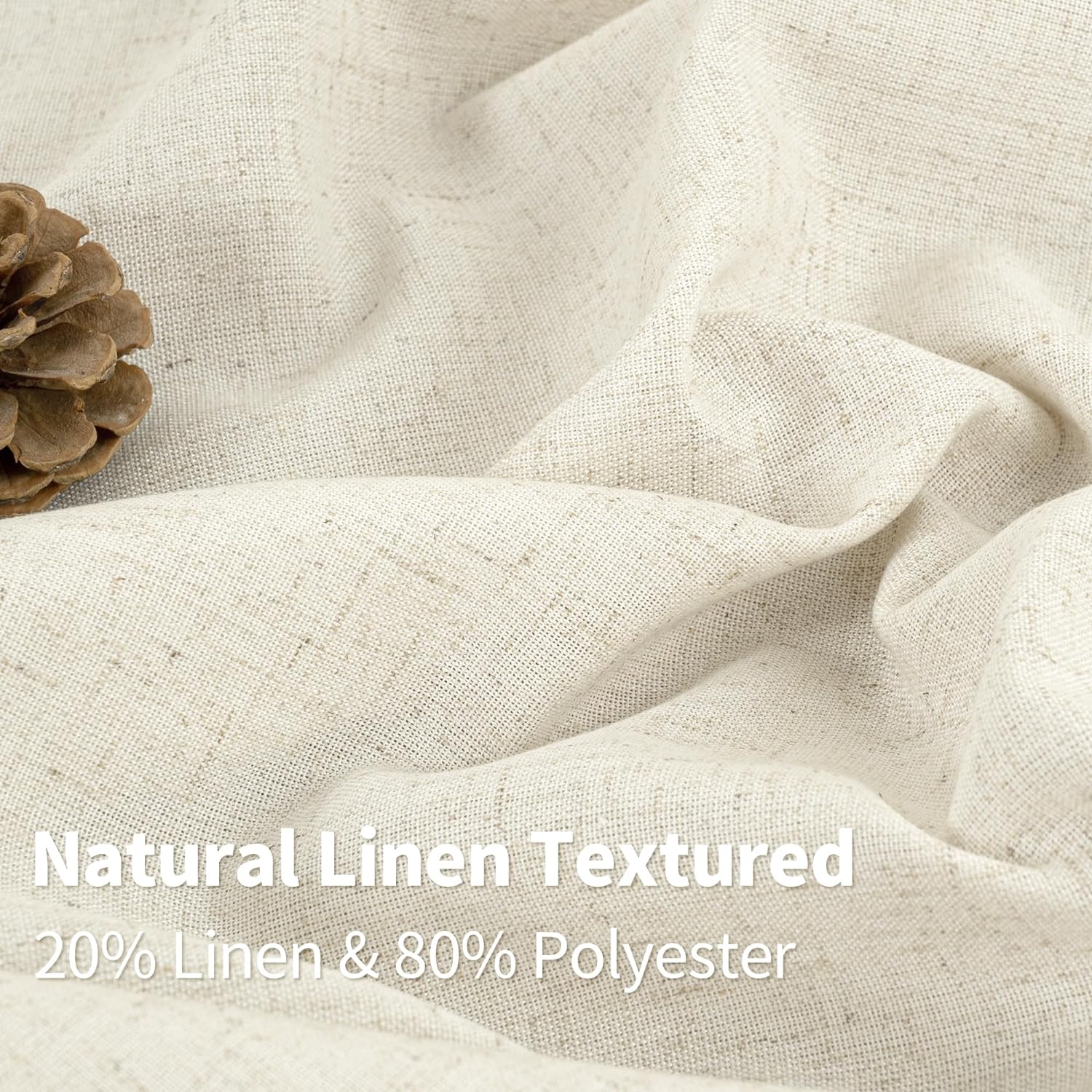 YoungsTex Cortinas de lino natural de 95 pulgadas de largo para sala de estar, filtrante de luz, con ojales, cortinas largas de lino para ventana de