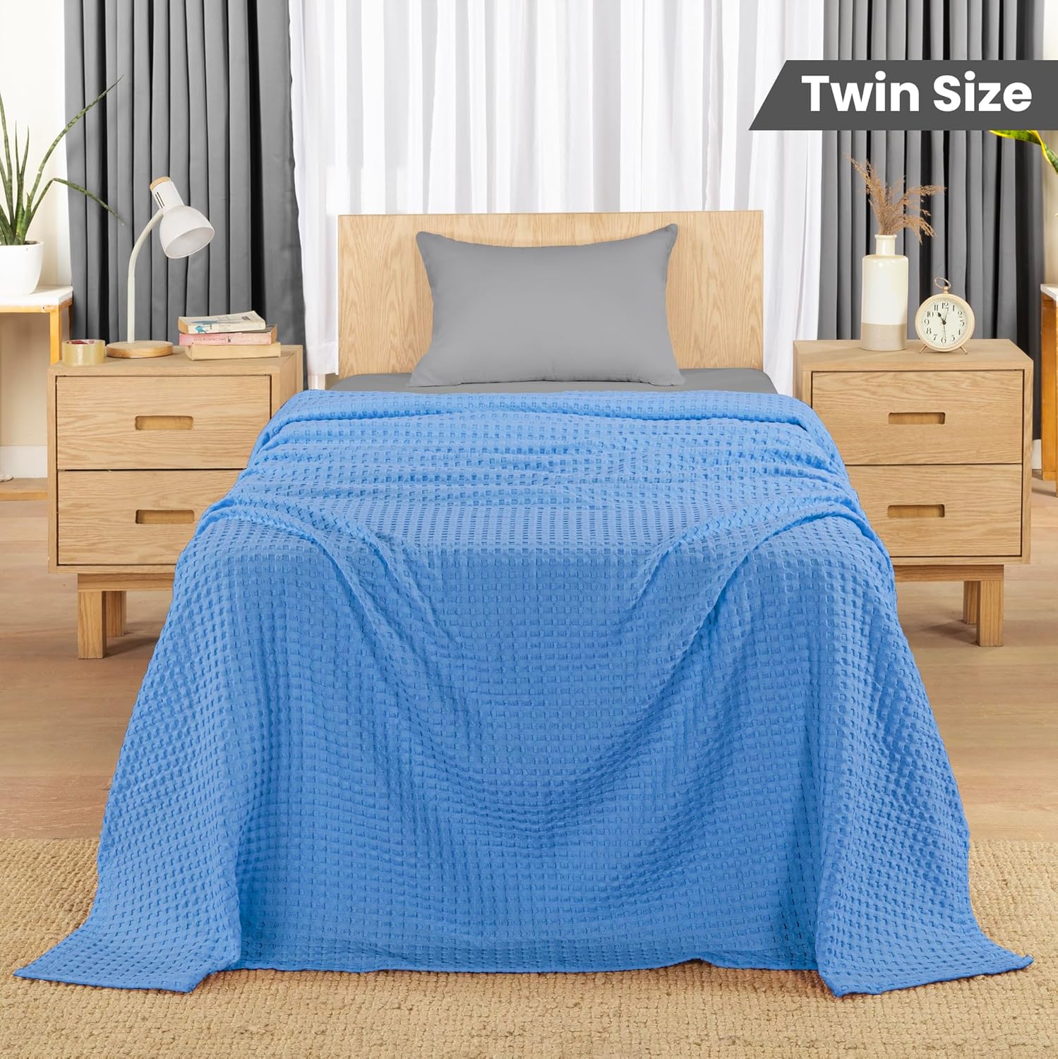 Utopia Bedding Manta de algodón de 300 GSM (madera de cereza, 90 x 72 pulgadas), suave, ligera, transpirable, tamaño individual, para cualquier cama