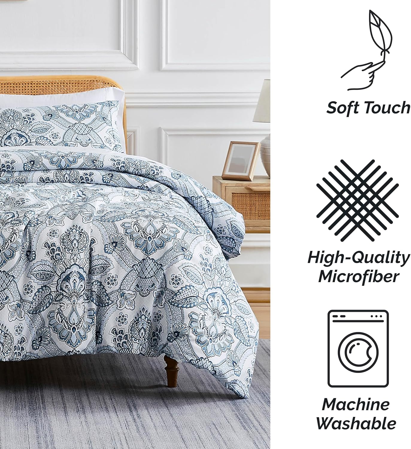 Southshore Fine Living, Inc. Juego de ropa de cama de gran tamaño alternativo para todas las estaciones, colcha reversible suave de 2 piezas con una