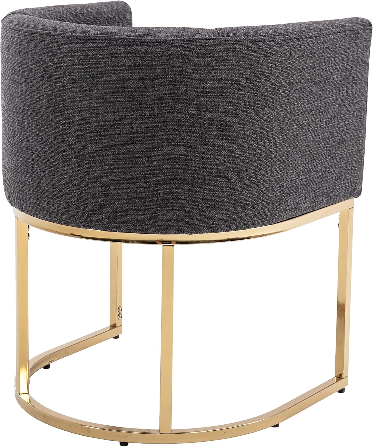 RIVOVA Juego de 2 sillas de comedor modernas de mediados de siglo, sillas tapizadas de lino con respaldo y patas de metal dorado, sillas laterales