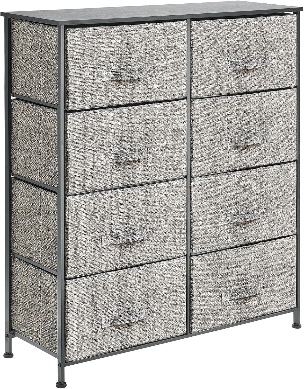 mDesign Mueble de almacenamiento con marco de acero de 38.31 pulgadas, con 8 cajones de tela extraíbles, organizador grande para dormitorio, sala de