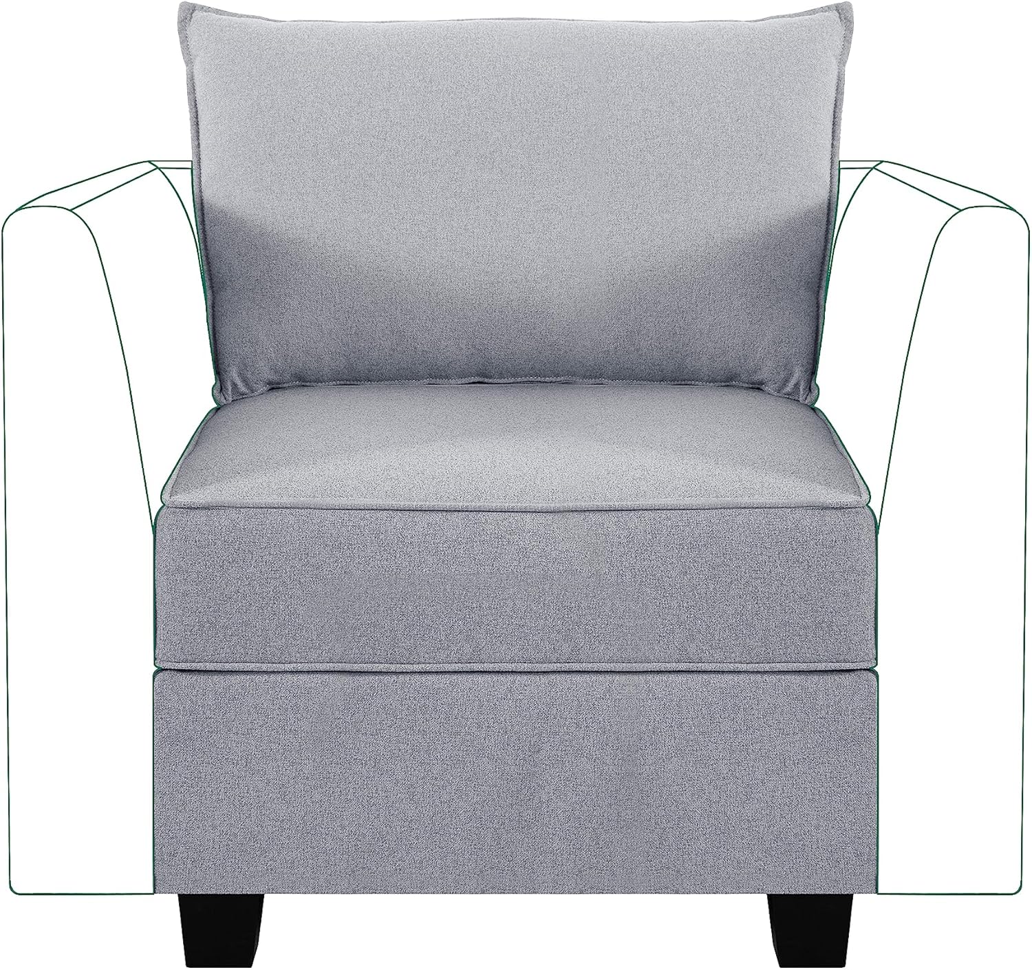 Naomi Home Sofá modular módulo medio con almacenamiento Accent silla sin brazos para sofá modular, sofá modular personalizable, sofá seccional