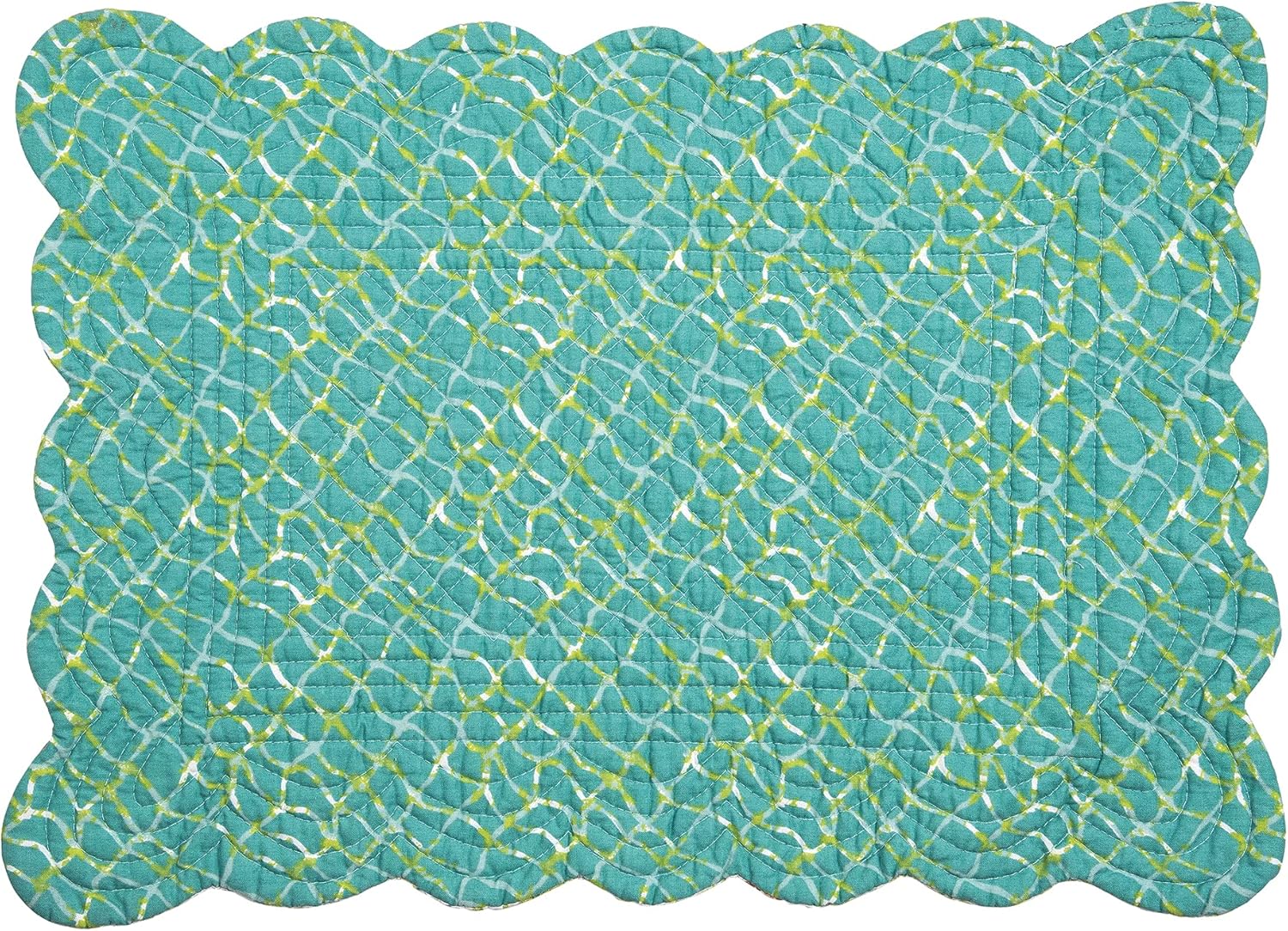 C&F Home Paradise Sound – Juego de 6 manteles individuales acolchados con borde festoneado, lavables a máquina, con borde festoneado, rectangular,