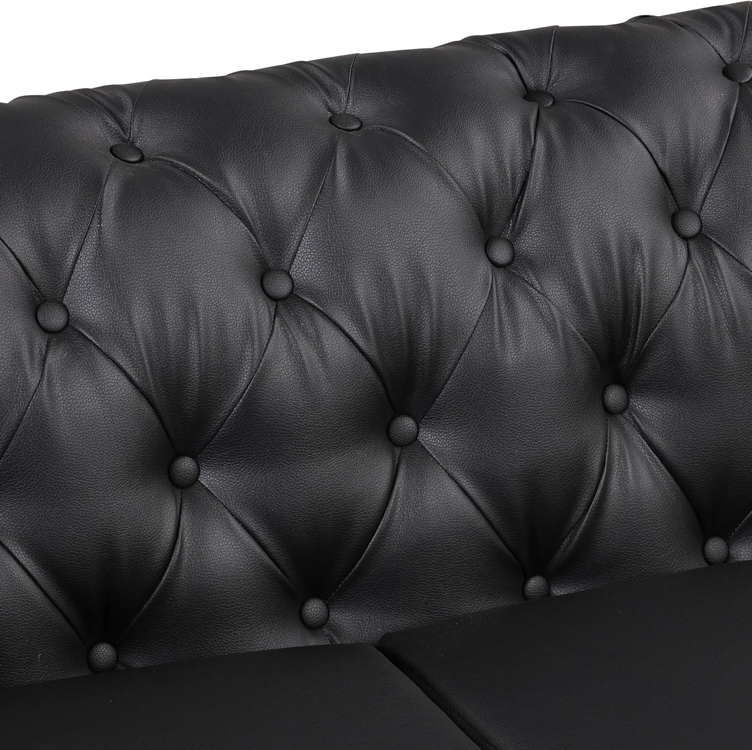Sofá Chesterfield moderno de 44 pulgadas con patas de metal resistentes, sofá individual tapizado de poliuretano con respaldo copetudo con botones,