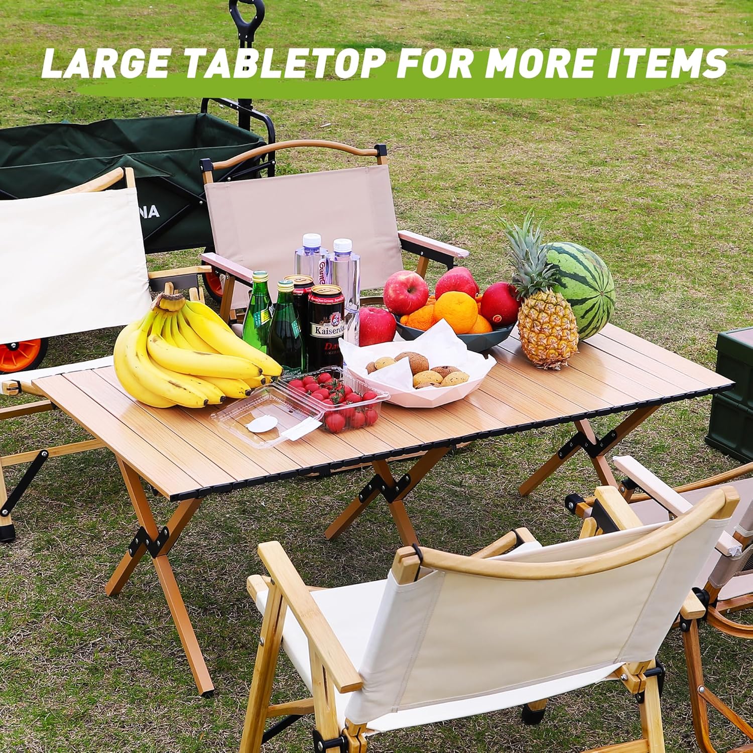 MAKELEN Mesa plegable para exteriores con bolsa de transporte, mesa cuadrada enrollable de aluminio ligero para interiores, campamento al aire
