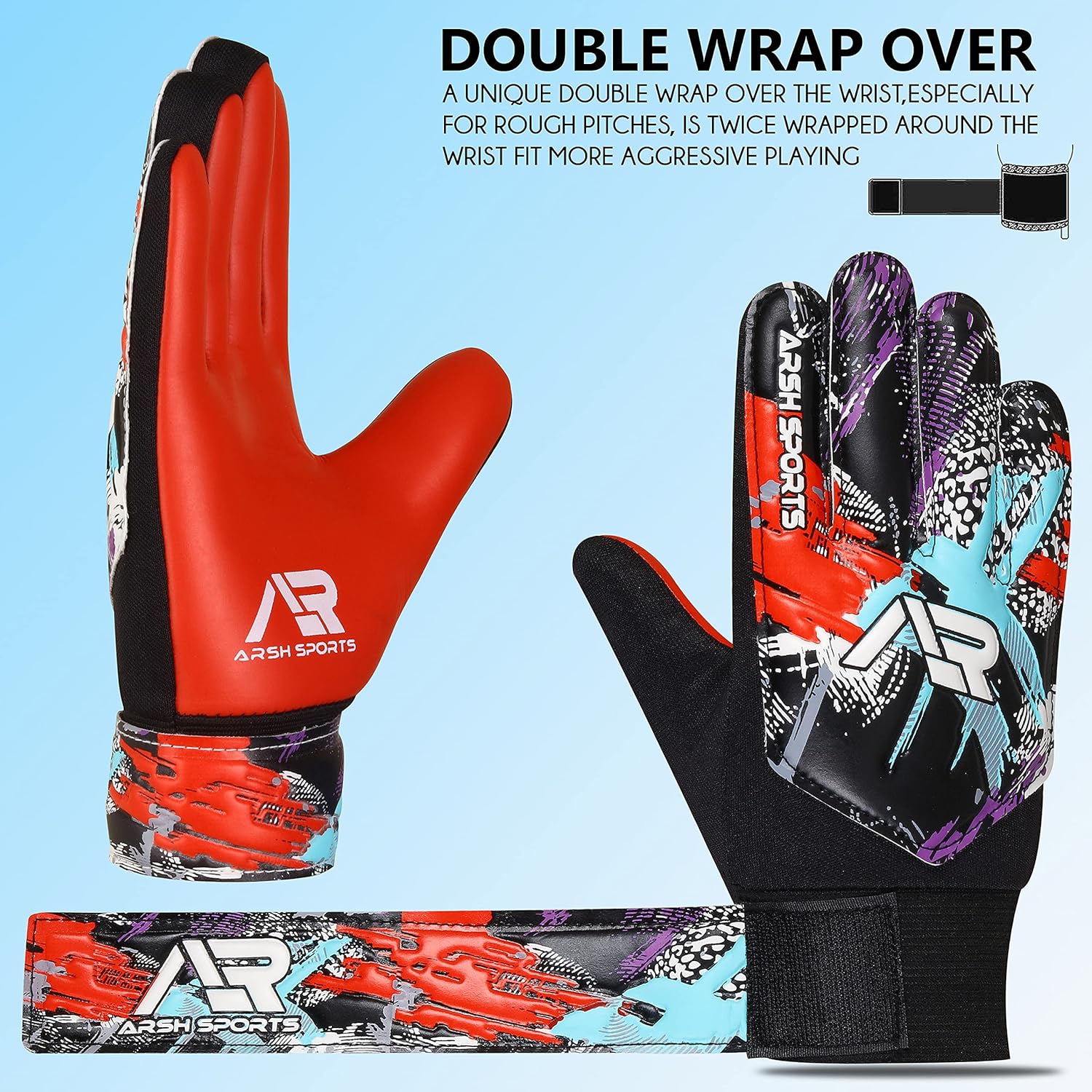 Guantes de portero de fútbol, guantes de portero de fútbol para niños, jóvenes, niños, doble protección de muñeca y columna vertebral de dedo, a lo