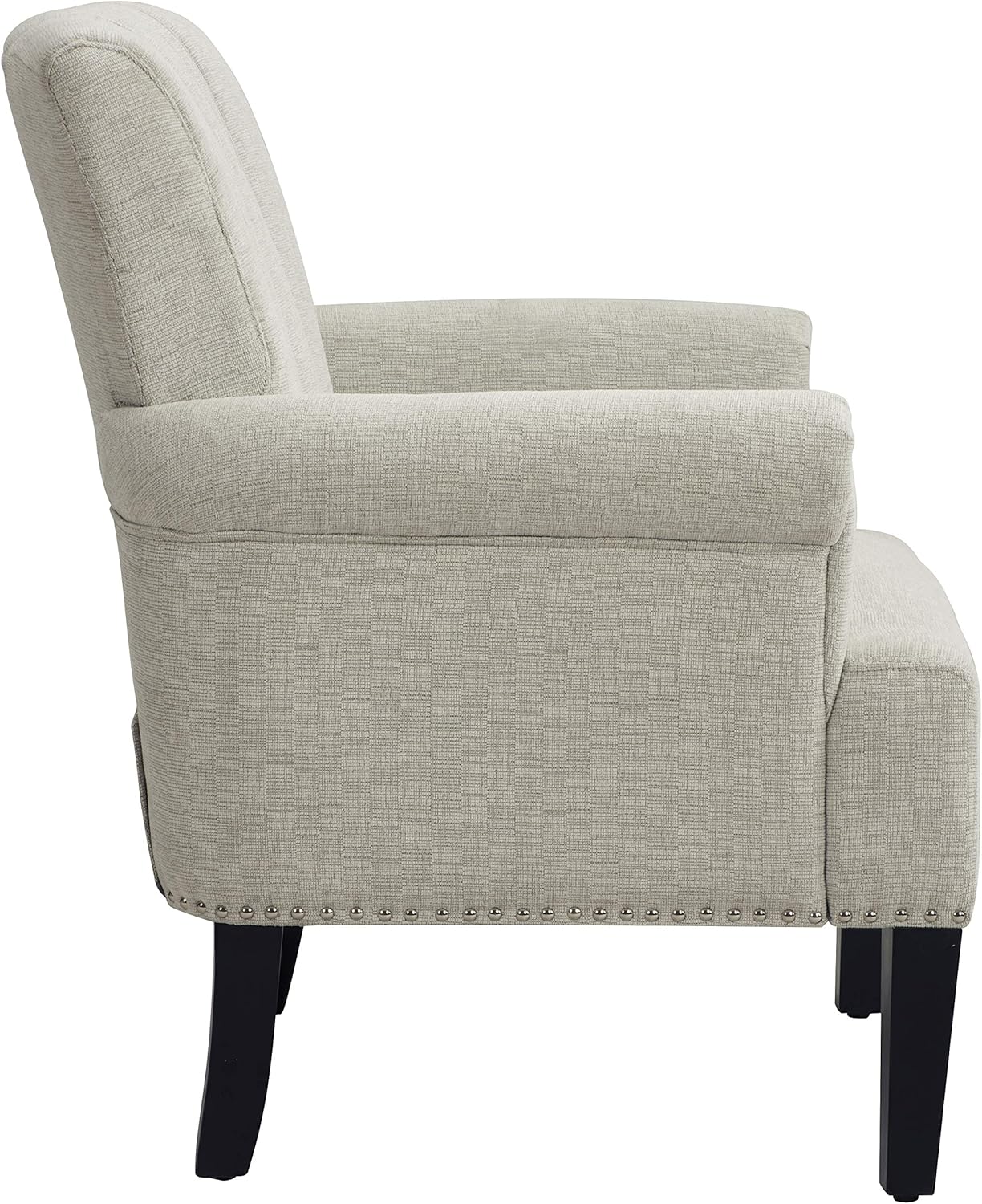 Accent Rivet – Sillón de poliéster copetudo, silla reclinable, silla de lectura, color crema