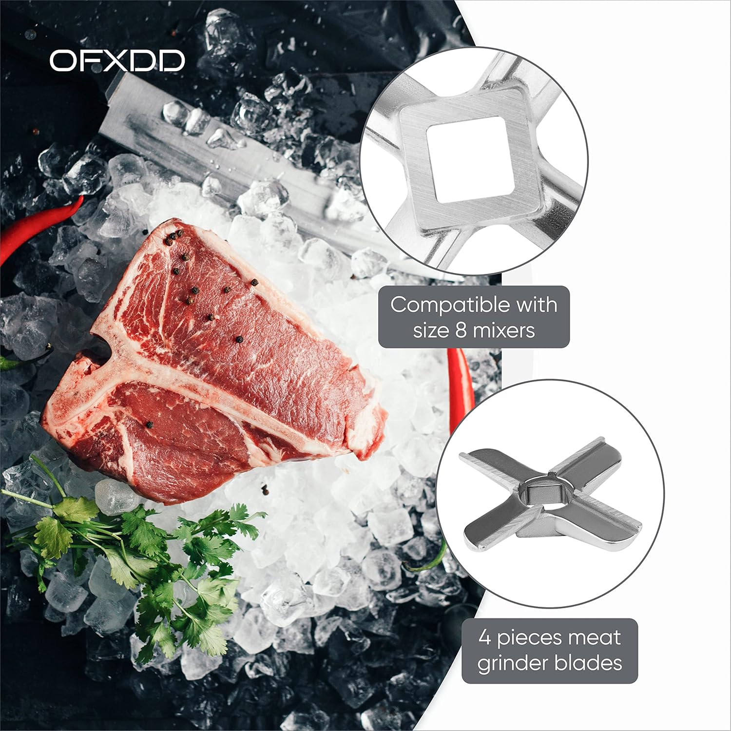 Cuchilla para picadora de carne #8  Cuchillas de repuesto para picadora de carne eléctrica, 2 piezas, piezas de picadora de carne, accesorios para