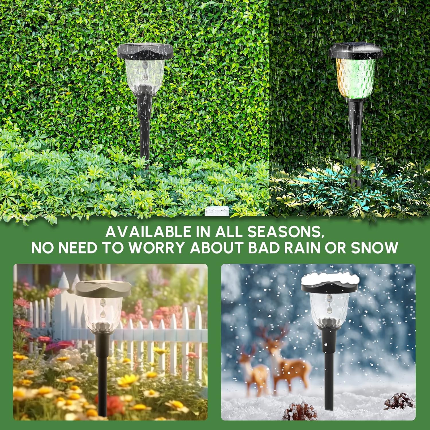 Paquete de 2 luces solares para camino, luces de cristal con estaca de paisaje que brillan hasta 12 horas para pasarela al aire libre, césped,