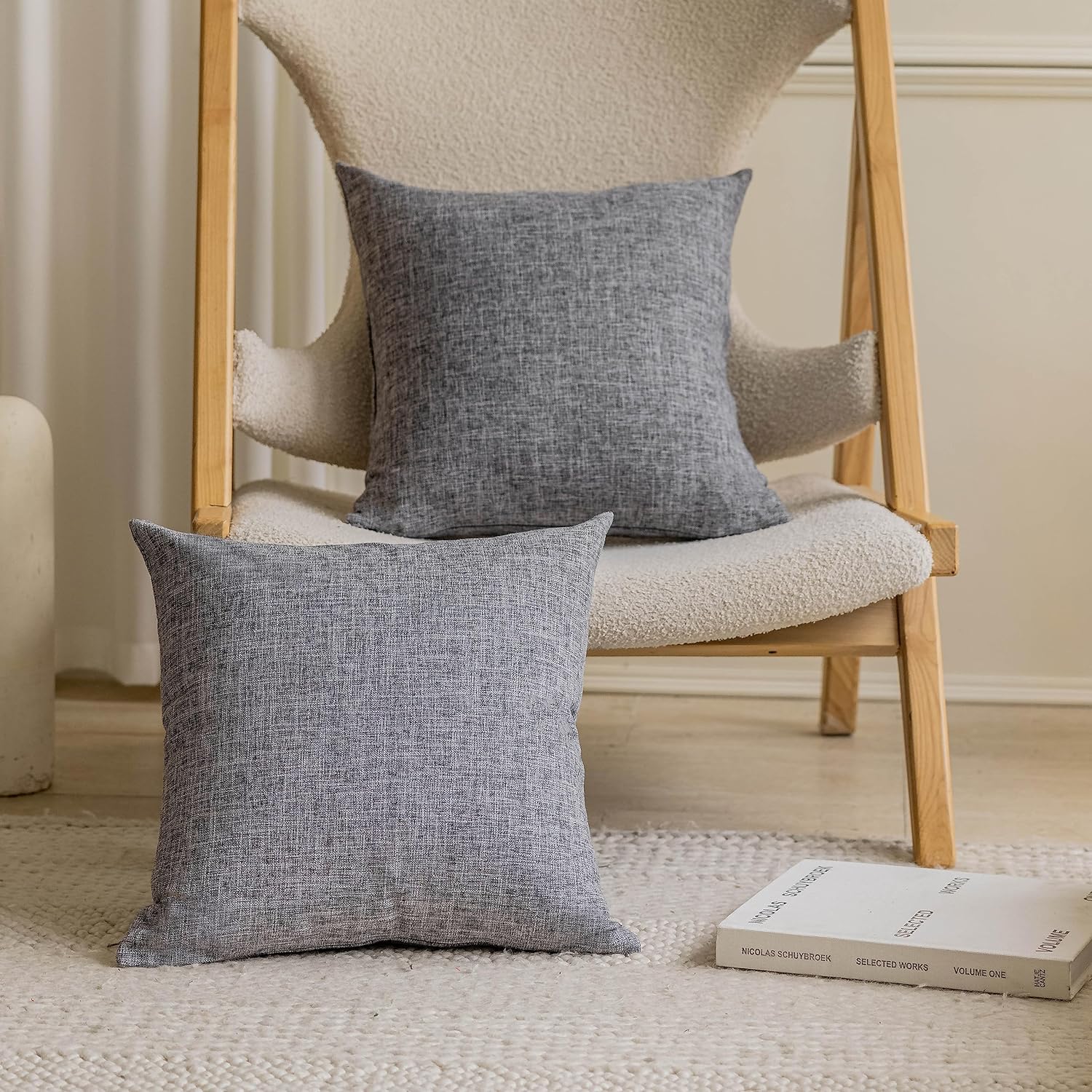 Home Brilliant Fundas de almohada grises de 18 x 18 pulgadas, lavables y con forro suave, fundas de almohada decorativas para sofá, jardín,