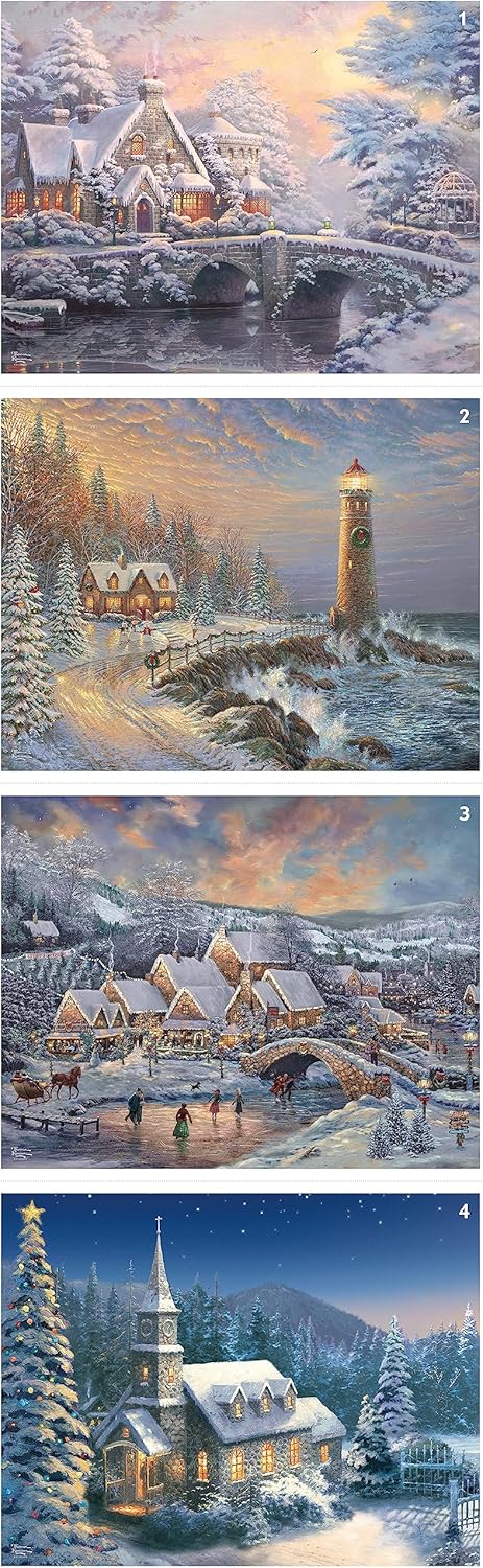 Ceaco – Paquete múltiple 4 en 1 – Thomas Kinkade – Holiday – (4) rompecabezas de 500 piezas