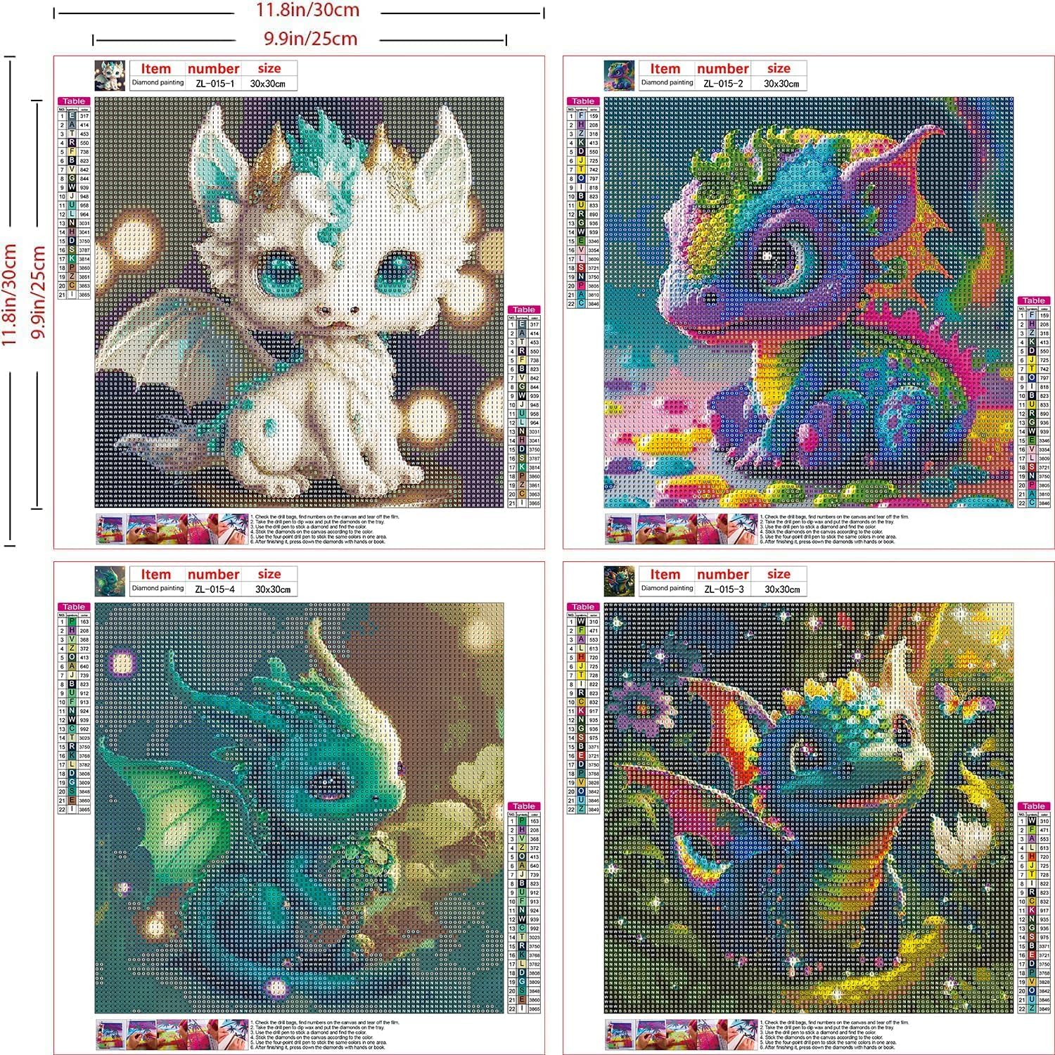 VeGuude Kits de pintura de diamantes para adultos  Paquete de 4 piezas de arte de diamantes 5D con diamantes de taladro completo, pinturas con