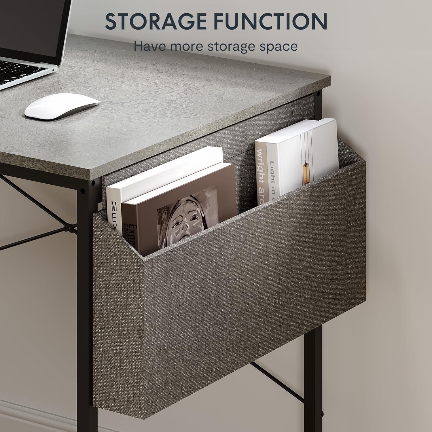SANODESK Escritorio para computadora de 40 pulgadas con bolsa de almacenamiento, escritorio de oficina en casa con mesa de madera y marco de metal,
