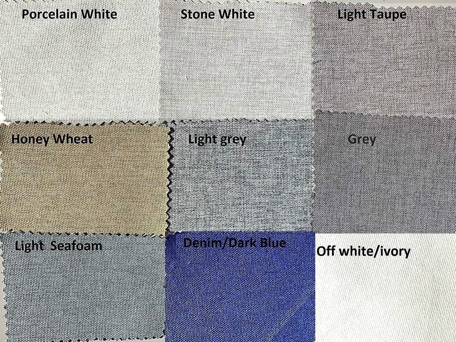 Ikiriska Cortina de lino 100% opaca extra larga (1 panel). Aislamiento térmico grueso. Hecho a medida de 8-24 pies de longitud (blanco piedra, 120