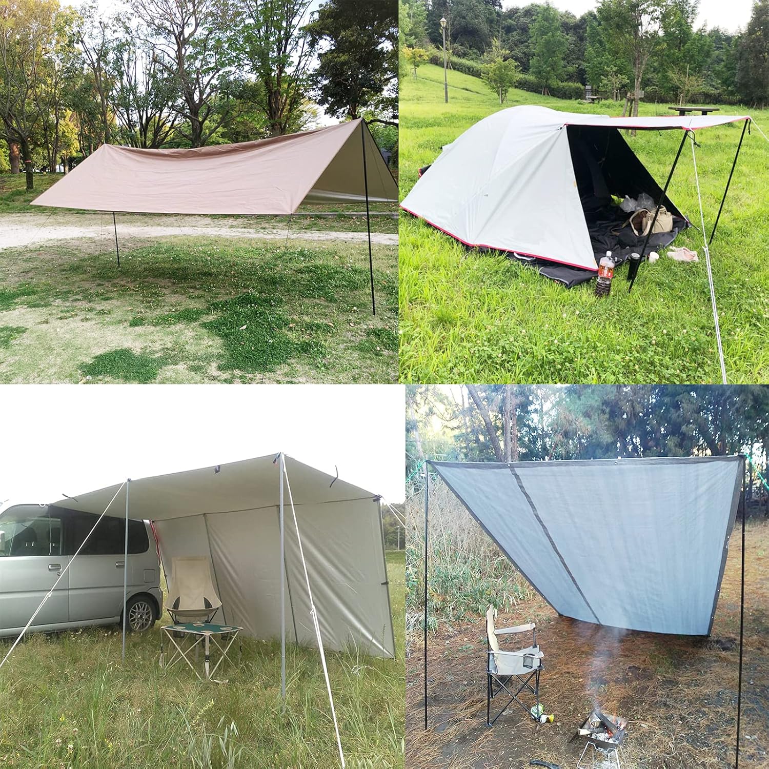 Tent Poles Adjustable Tarp Poles Steel Rods for Tarp Canopy Camping Replacement Set of 2 +Pegs & Reflective Ropes