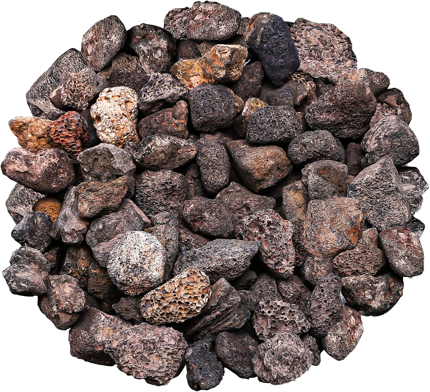 GRISUN Granules – Piedra de lava para pozo de ajuste, piedras de lava templadas naturales seguras de 1-3 pulgadas para chimenea, paisajismo, cuencos