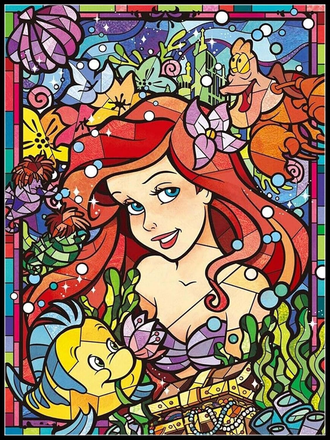 PALODIO Kits de pintura de diamantes 5D de princesa, kits de arte de diamantes para adultos, vidrieras de dibujos animados, pintura por números,