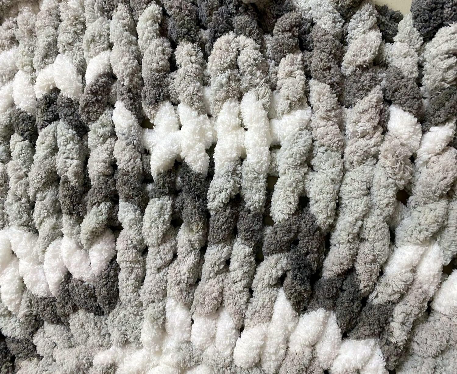 Ovillo de hilo voluminoso para tejer con brazo grueso, 3 libras, color gris y blanco, paquete de 6 unidades, súper suave, grueso, esponjoso, jumbo,