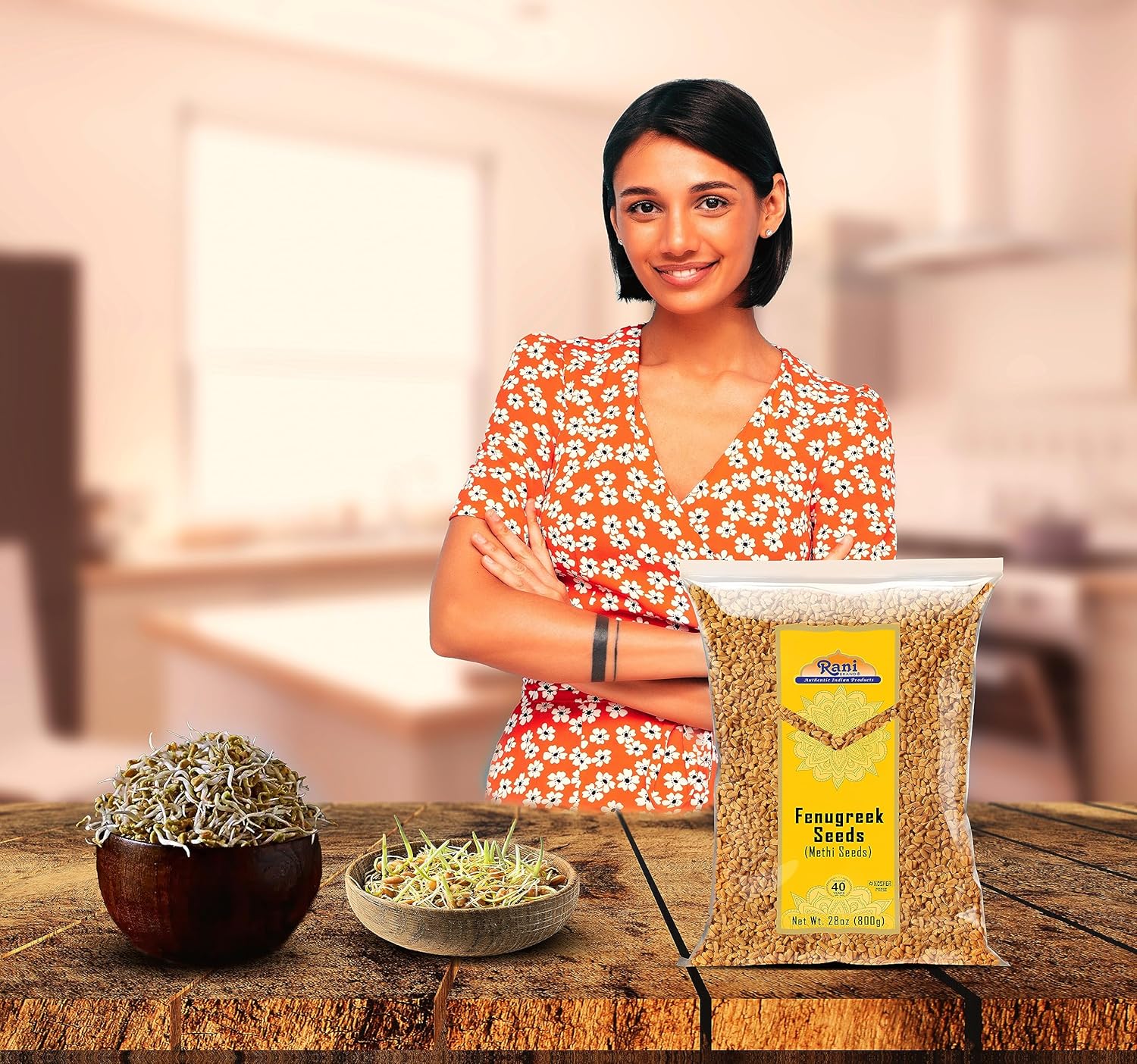 Rani Fenugreek (Methi) Semillas enteras de 3.5 onzas (3.53oz) Trigonella Foenum Graecum  Todo natural  Vegano  Apto para gluten  Sin OMG  Origen