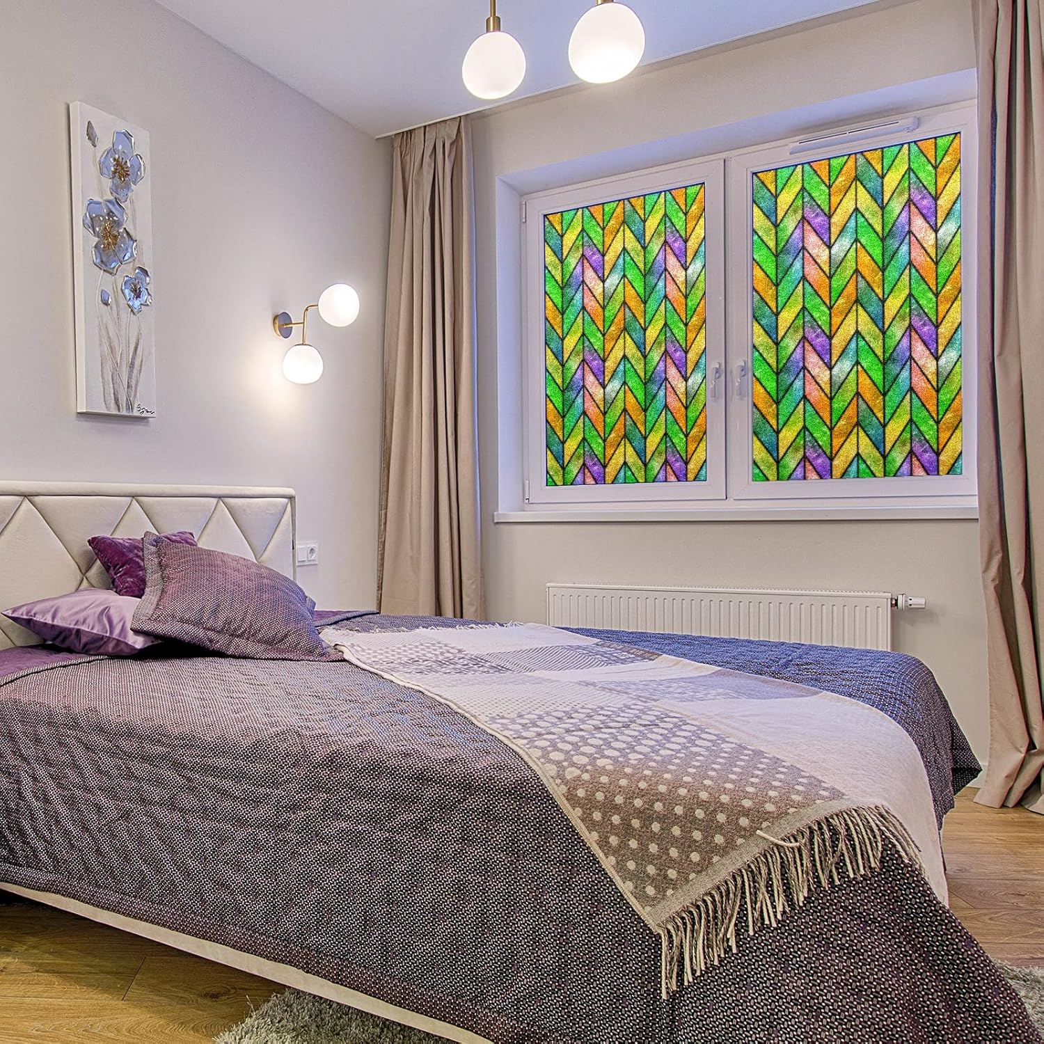 Película de privacidad para ventana de vidrio arcoíris, película de ventana de vidrio manchado, película de privacidad para ventana, película de