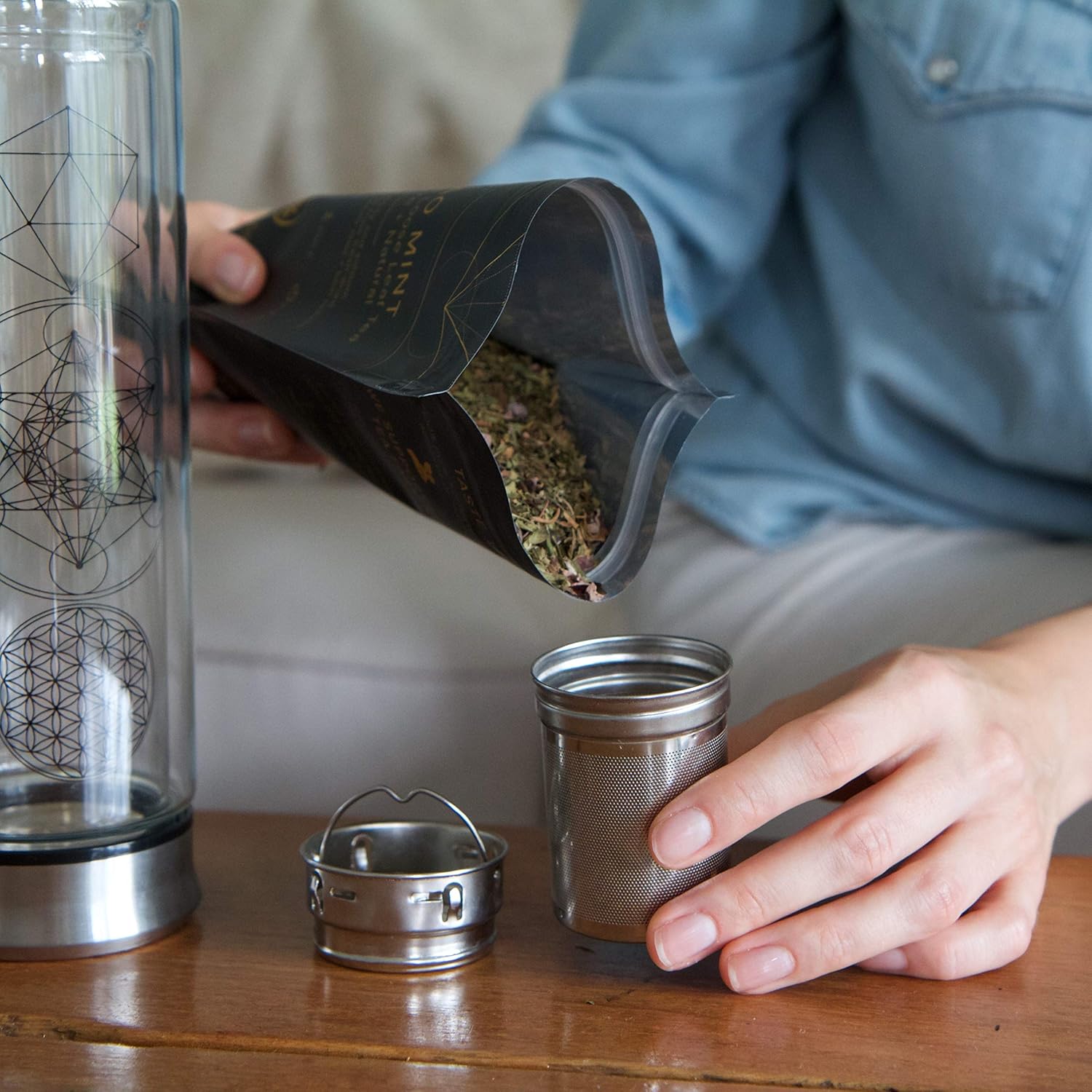 Té de hojas sueltas de menta y cacao (más de 25 tazas) A base de hierbas Sin cafeína Alivio del estrés Chocolate Menta té menta 100% puro +