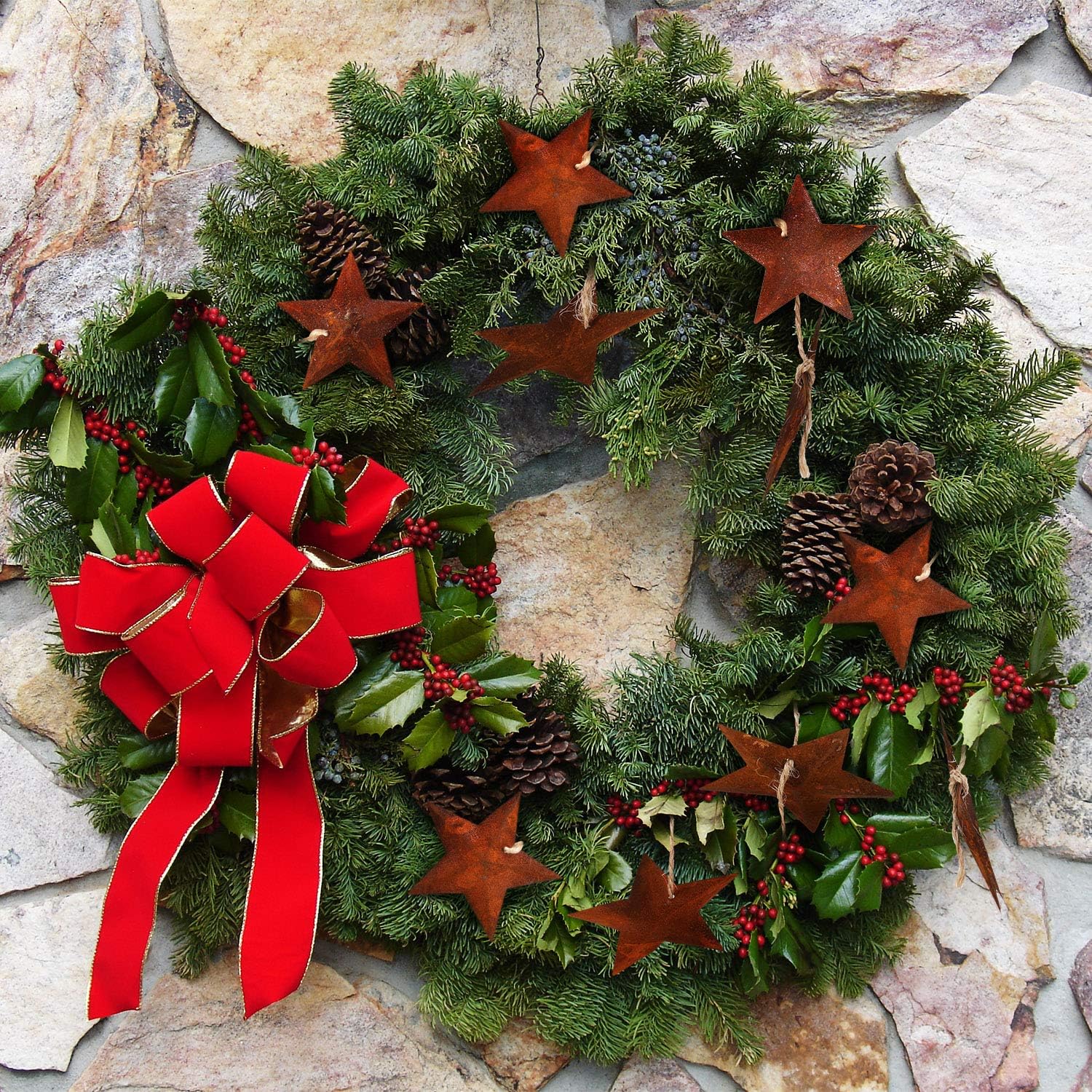 150 Pieces Christmas Rusty Metal Stars Xmas Rusty Stars with Hole and Twine for Christmas Tree Decoration Craft Supplies