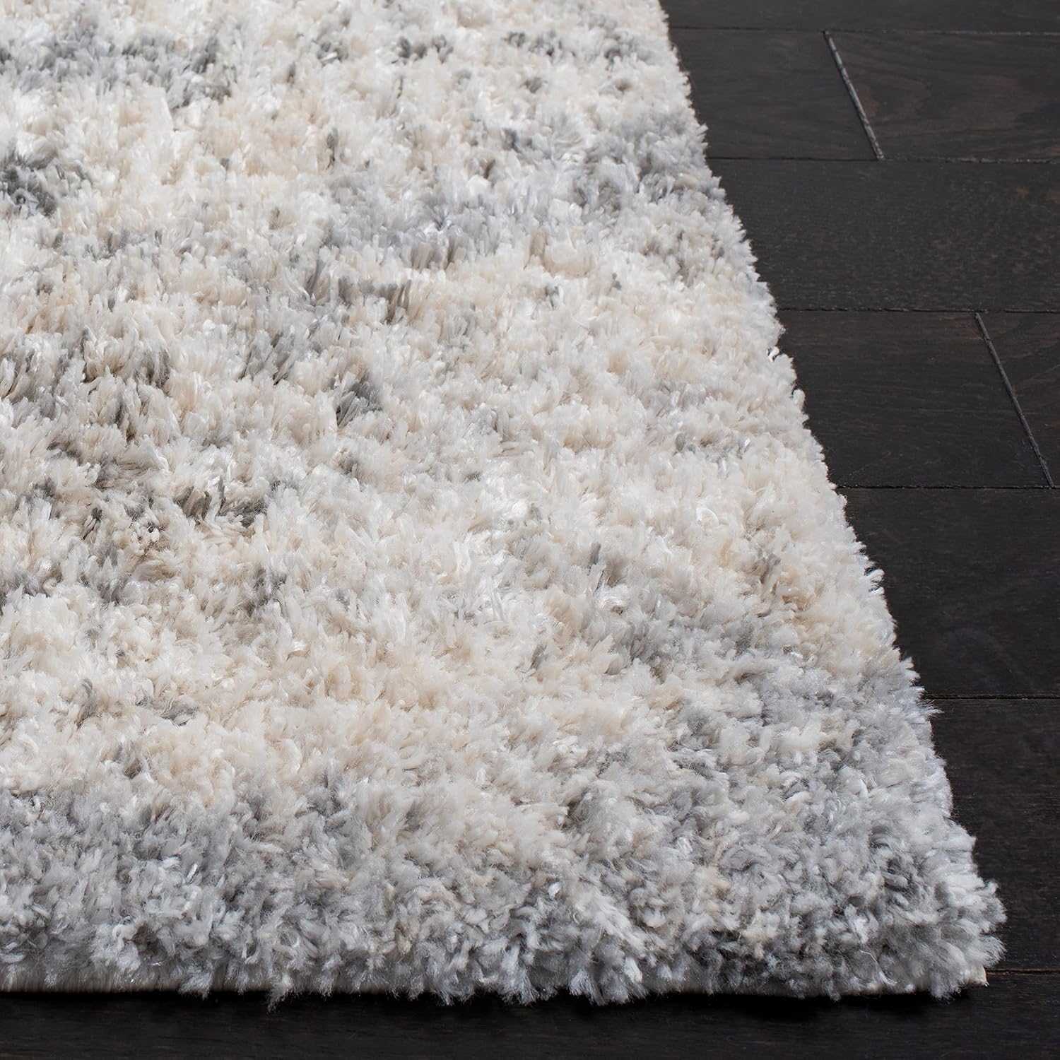 SAFAVIEH Berber Shag Collection – Alfombra cuadrada de 3 pies 3 pulgadas, color marfil y beige, diseño abstracto moderno, no desprende pelusa y de