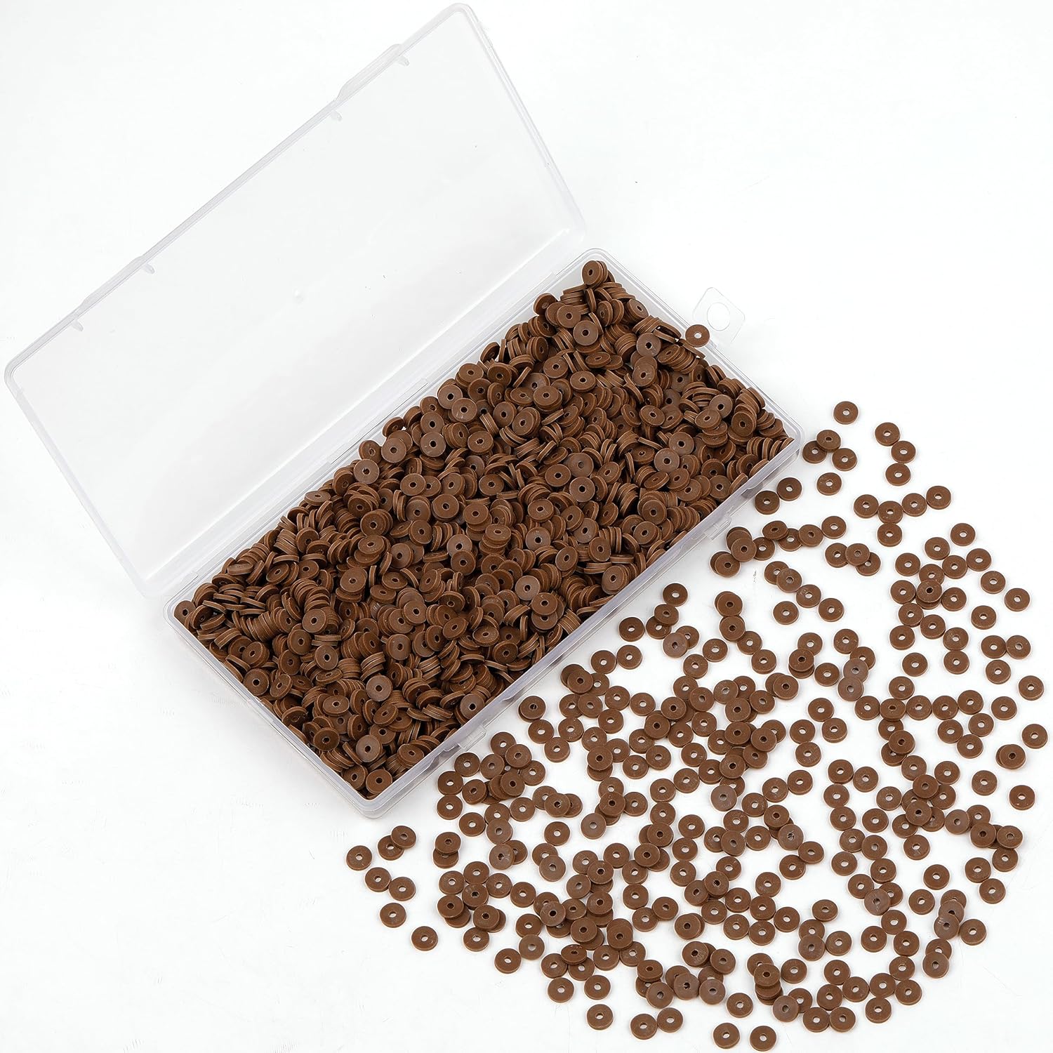 2000 cuentas de arcilla blanca, cuentas espaciadoras de arcilla polimérica, cuentas planas redondas de vinilo Heishi de 0.236 pulgadas, cuentas