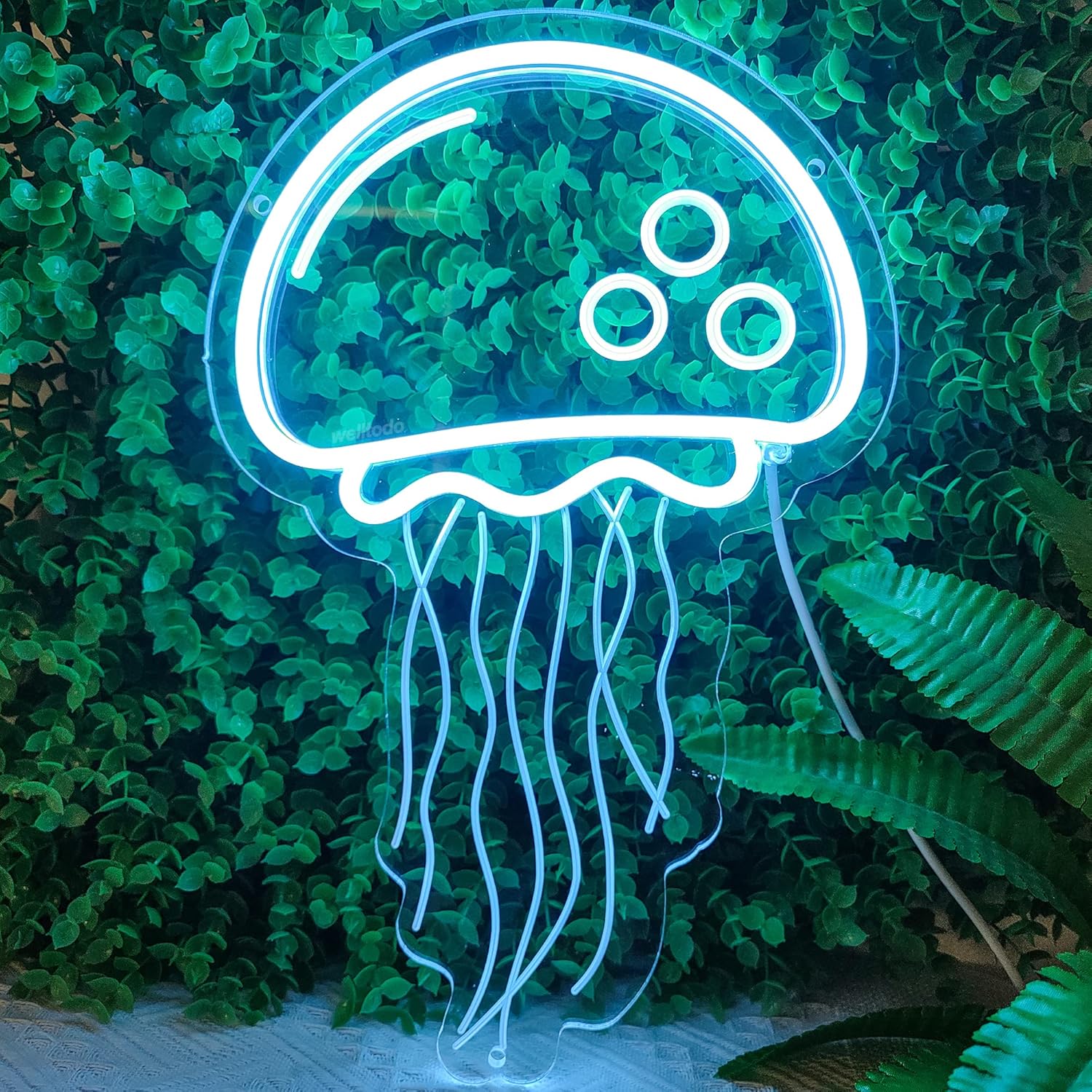 Letreros de neón de medusa, letrero de neón azul hielo frío para decoración de pared, letrero de luz LED de neón para dormitorio de niñas, sala de