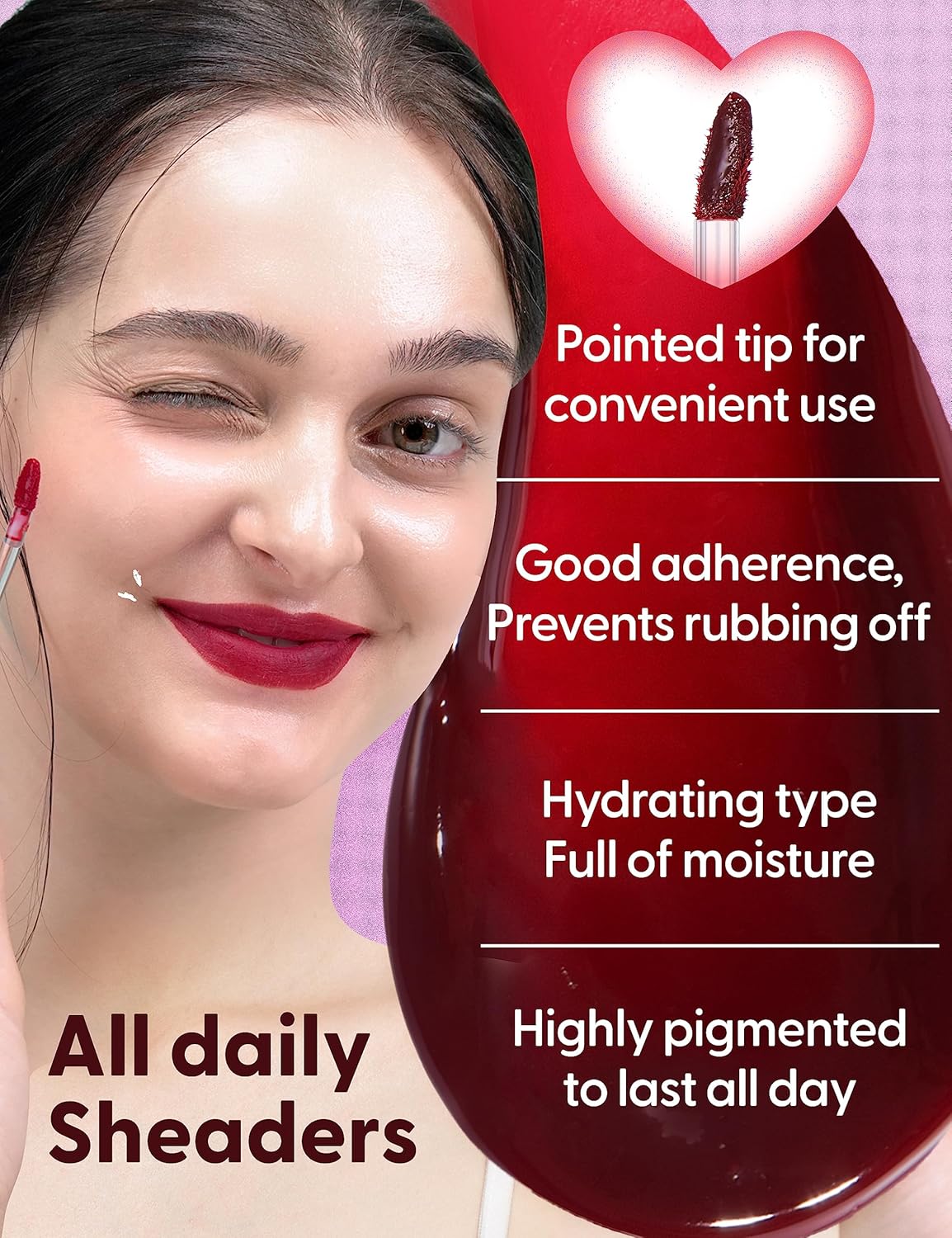 It’S SKIN Tincy – Tinte de labios semimate para todo el día, 0.13 onzas (05 Manhattan Cherry), sin transferencia, acabado satinado suave,