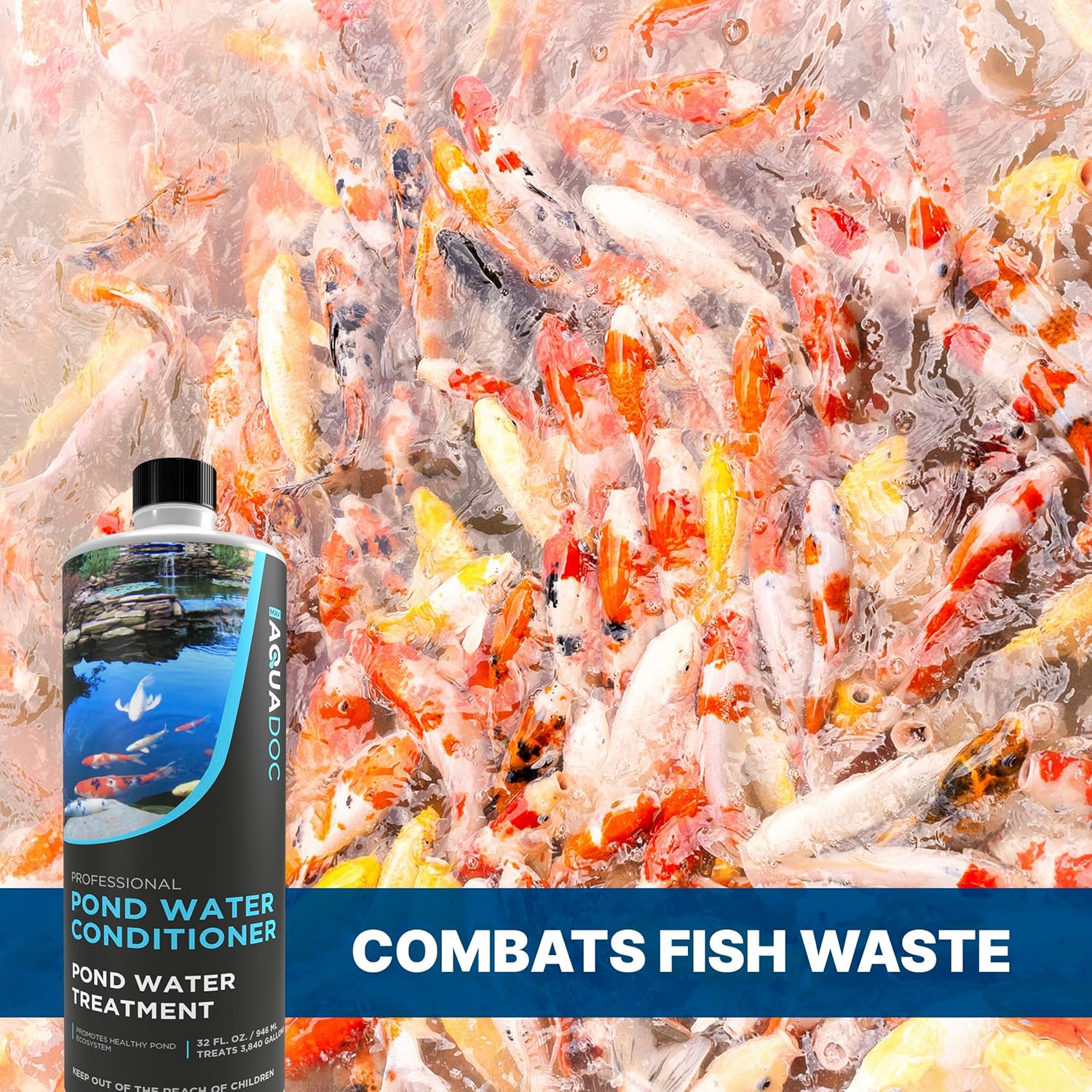 Acondicionador de agua de estanque de peces – Convierte el agua del grifo en agua de estanque apta para peces, AquaDoc – 32 oz