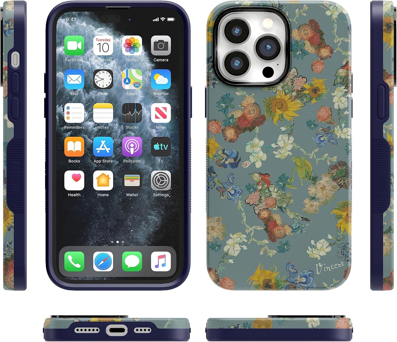 Casely Funda para iPhone 14 Pro  Flores de Van Gogh  50 aniversario  Compatible con MagSafe  Funda de teléfono iPhone 14 Pro