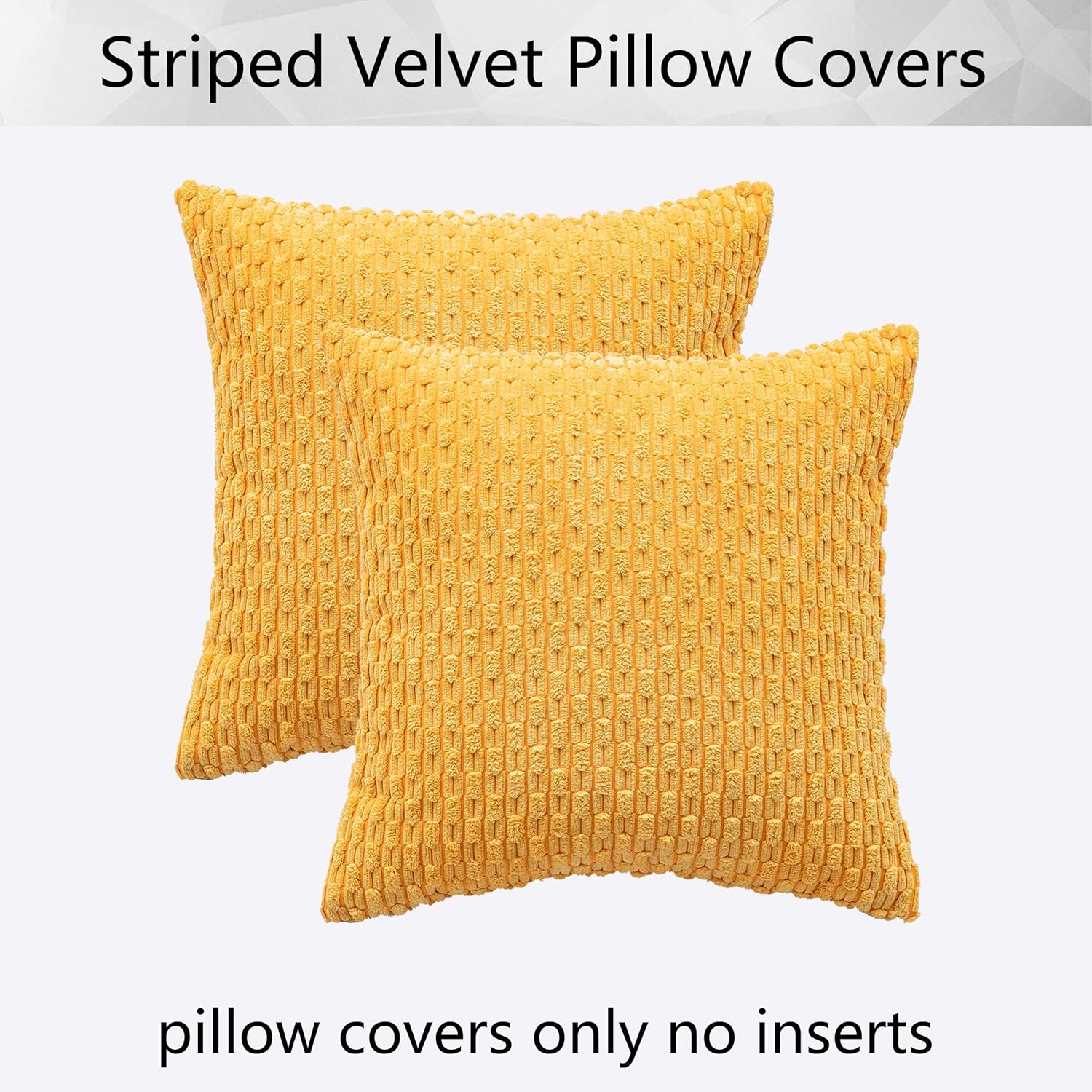 Kevin Textile – Juego de 2 fundas decorativas cuadradas para cojines, pana suave, moderno estilo campestre bohemio a rayas, decorar hogar, sofá,