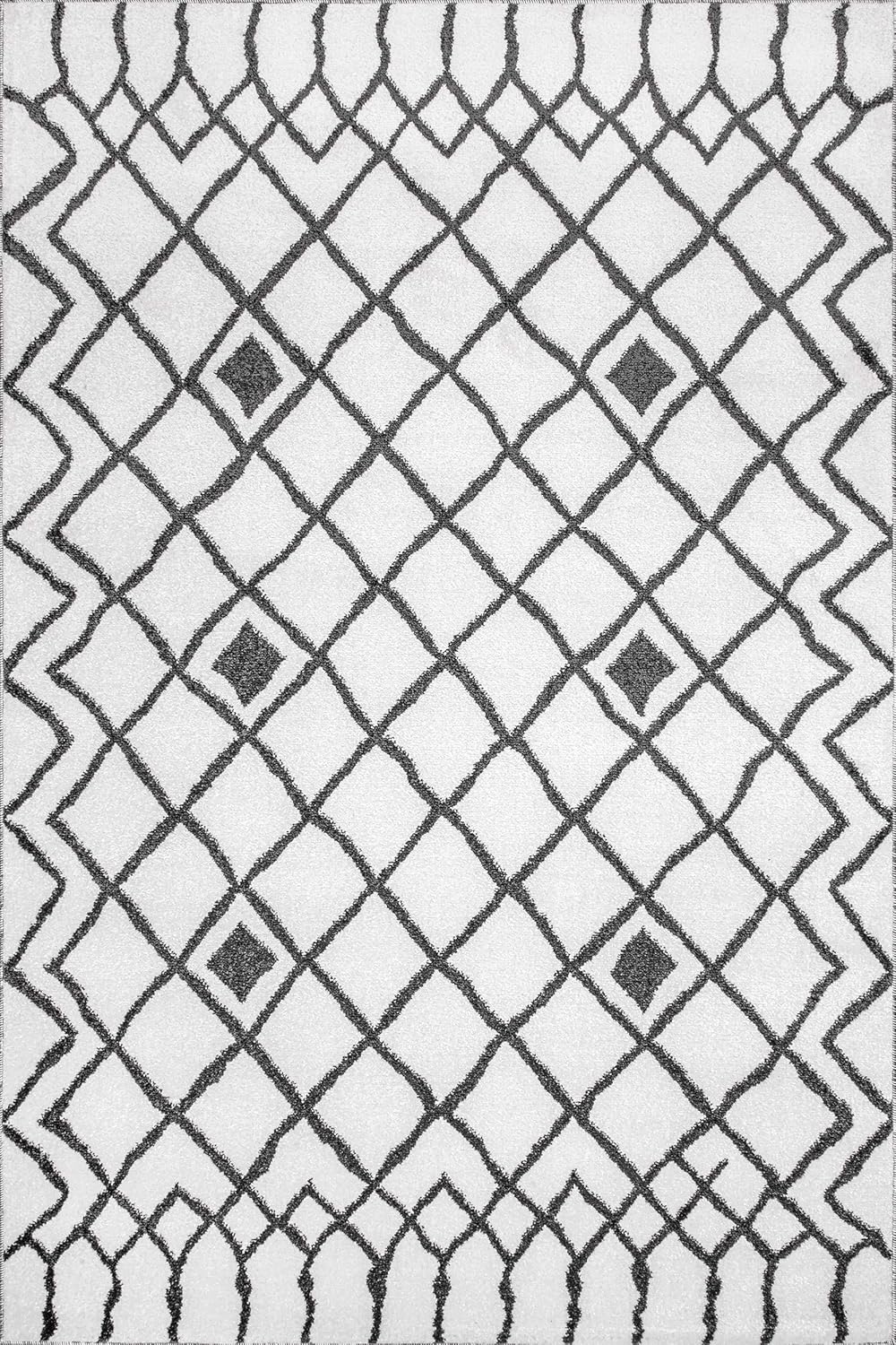 nuLOOM Remi – Alfombra moderna de celosía, 5 x 8 pies, color blanco y negro, rectangular