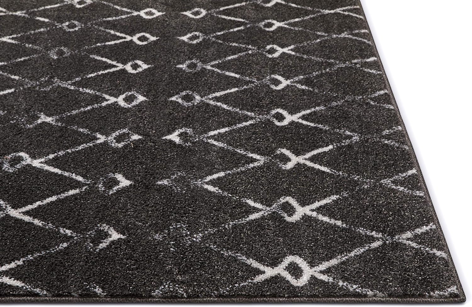 Viaje Trellis – Alfombra de área tradicional marroquí con diseño de diamantes, envejecida, color gris envejecido (5 pies 3 pulgadas x 7 pies 3