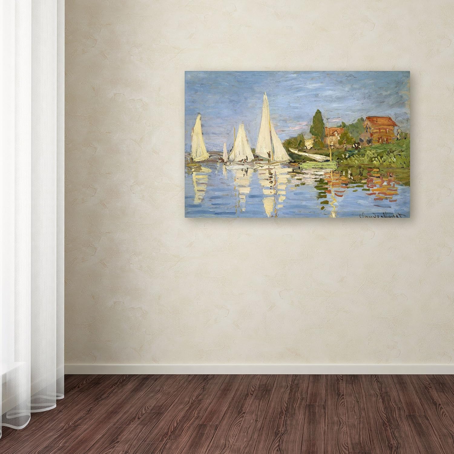 Arte de pared en lienzo Regatta at Argenteuil de Claude Monet, 22 x 32 pulgadas