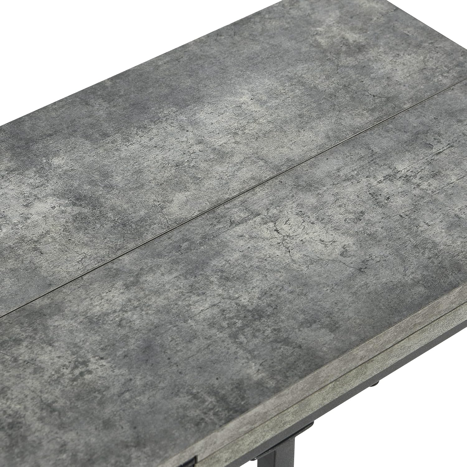 Household Essentials Jamestown – Mesa auxiliar extensible en forma de C para accesibilidad, hormigón de pizarra rústica y metal negro, 19 pulgadas