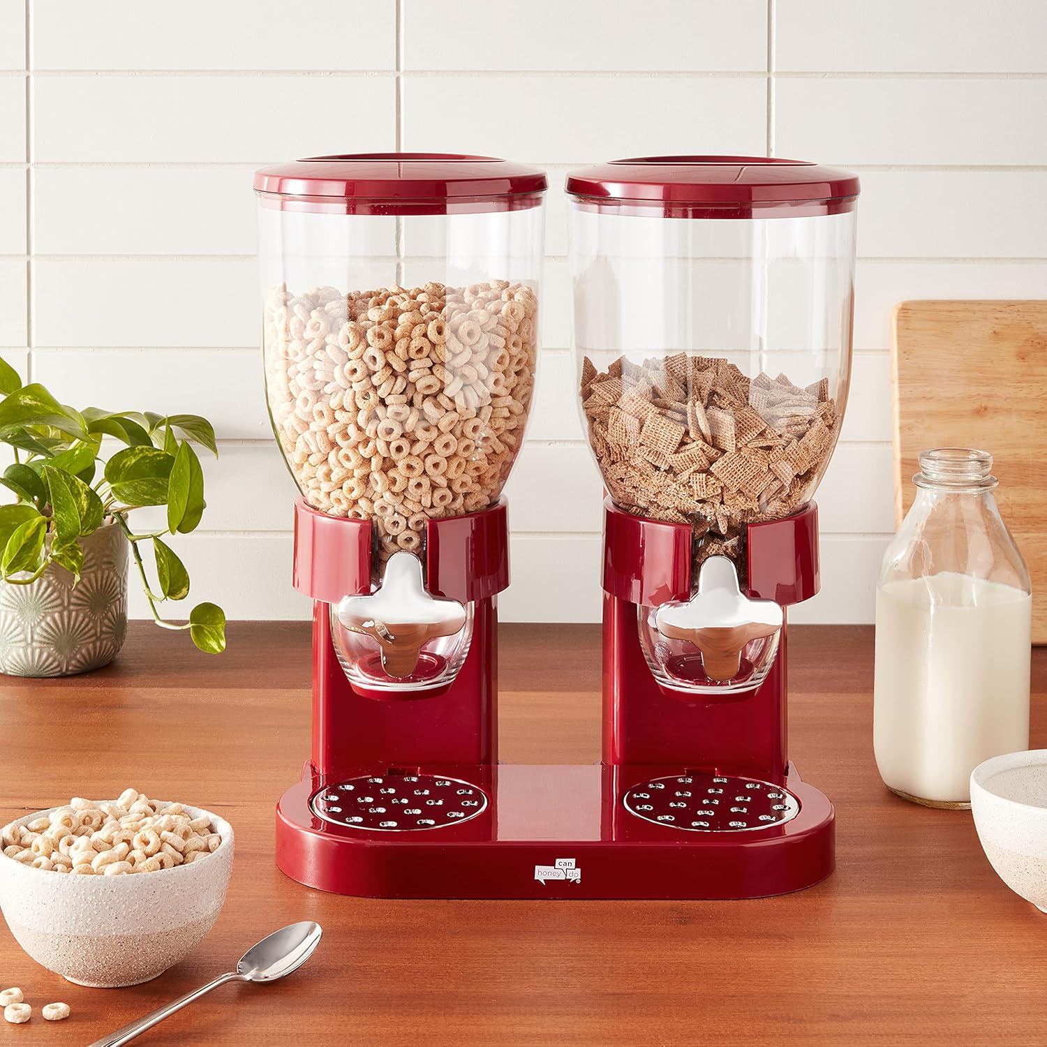 Dispensador único Zevro de alimentos secos, Contemporáneo, RojoCromo
