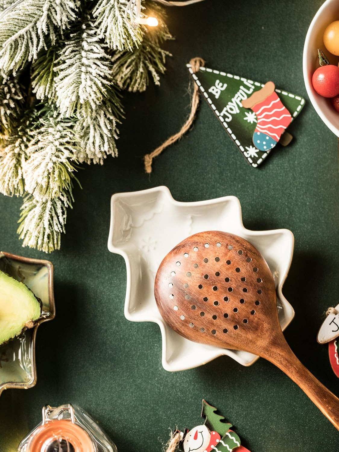 YHOSSEUN Soporte de cuchara de Navidad, soporte de cuchara de cerámica para estufa, soporte para cuchara de granja, soporte para utensilios para