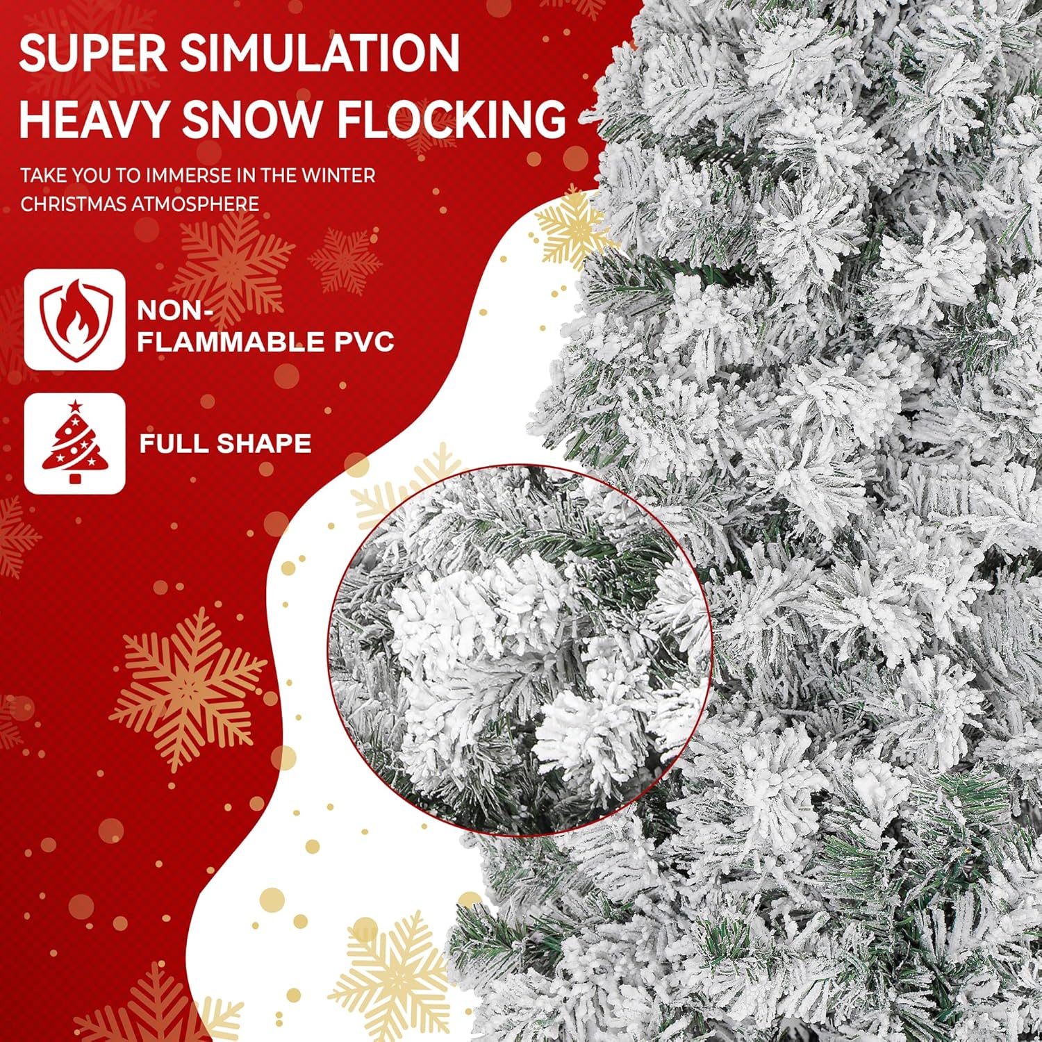 Árbol de Navidad preiluminado de 6 pies, árbol de Navidad delgado artificial con 250 luces LED multicolor y blanco cálido para decoración de Navidad