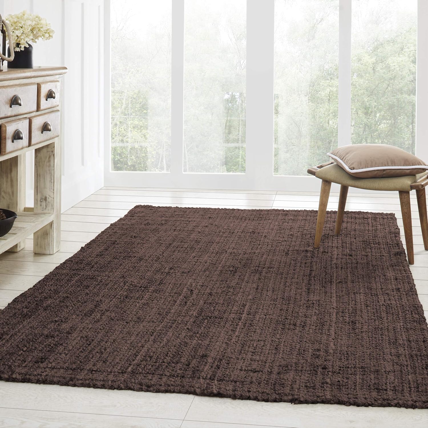 SUPERIOR Alfombra reversible de yute Kula, 9 x 12 pies, color chocolate