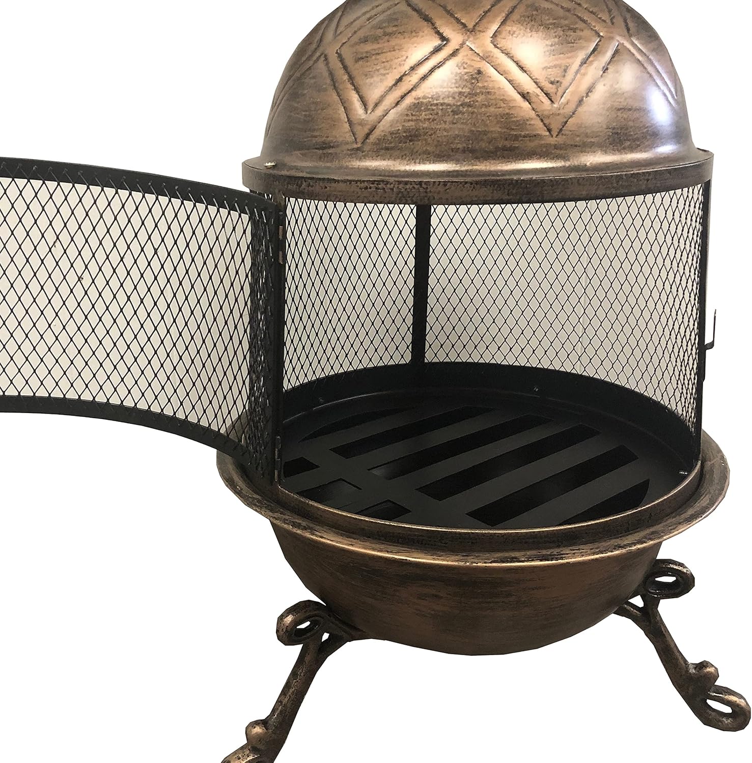 Oakland Living Chimenea de diamante de hierro forjado con acabado de bronce Corporation