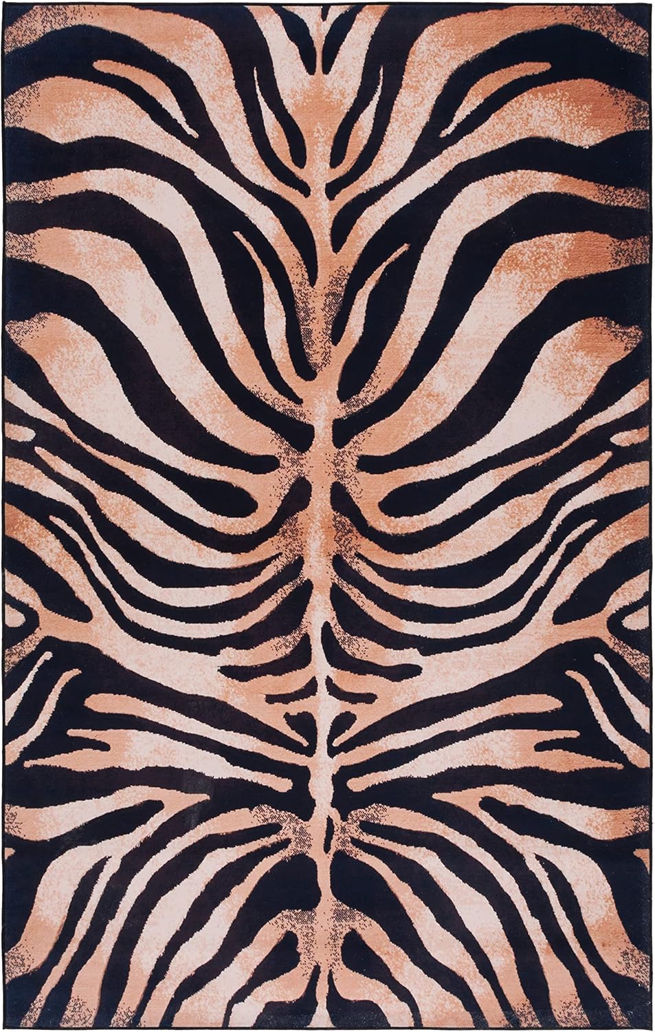 SAFAVIEH Alfombra de área de la colección Faux Hide – 6 x 9 pies, diseño de estampado de tigre, no desprende pelusa y de fácil cuidado, lavable a