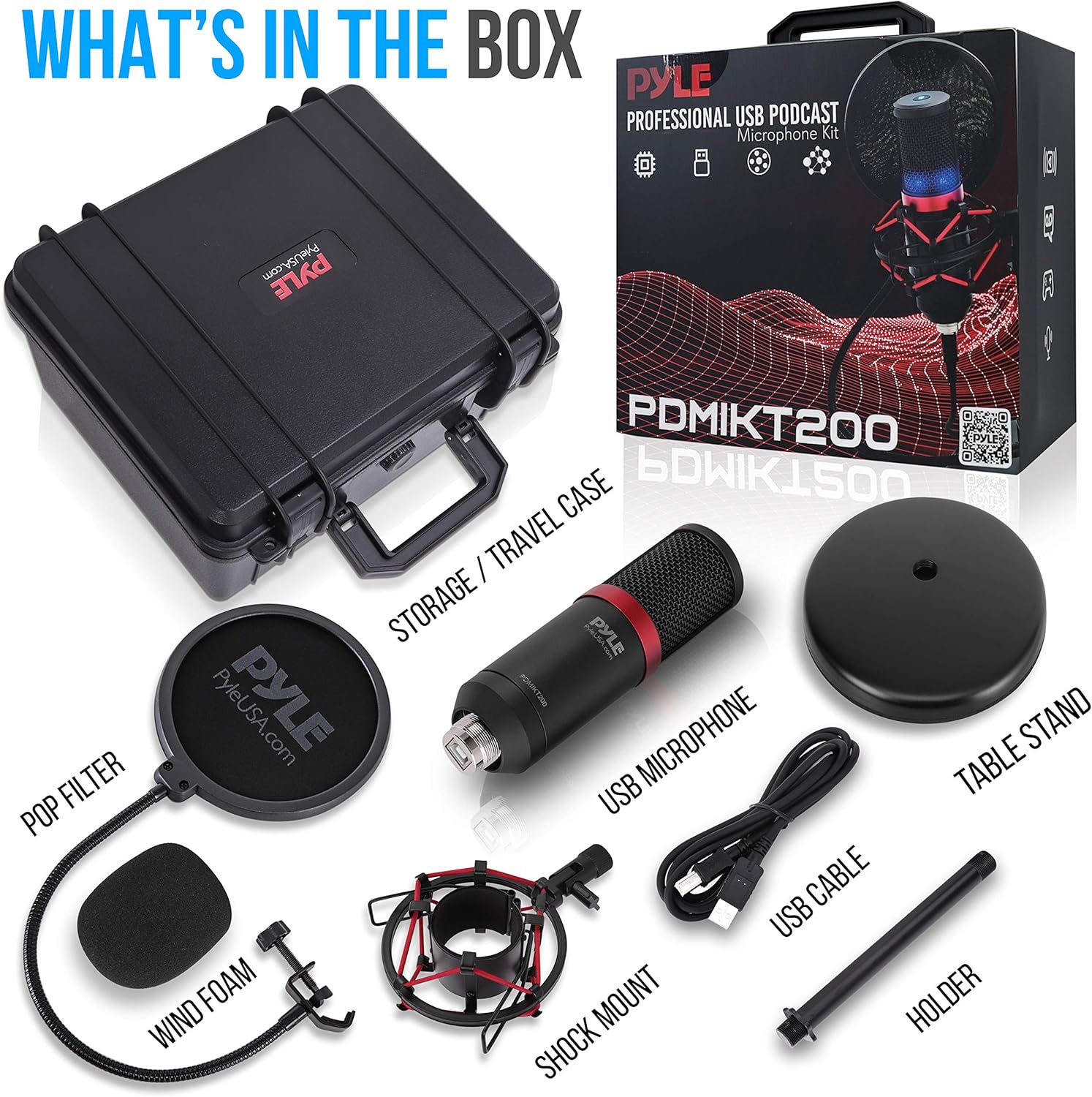 Pyle Kit de grabación de podcasts de micrófono USB, micrófono de condensador cardioide de audio con soporte de montaje de choque y filtro pop, para