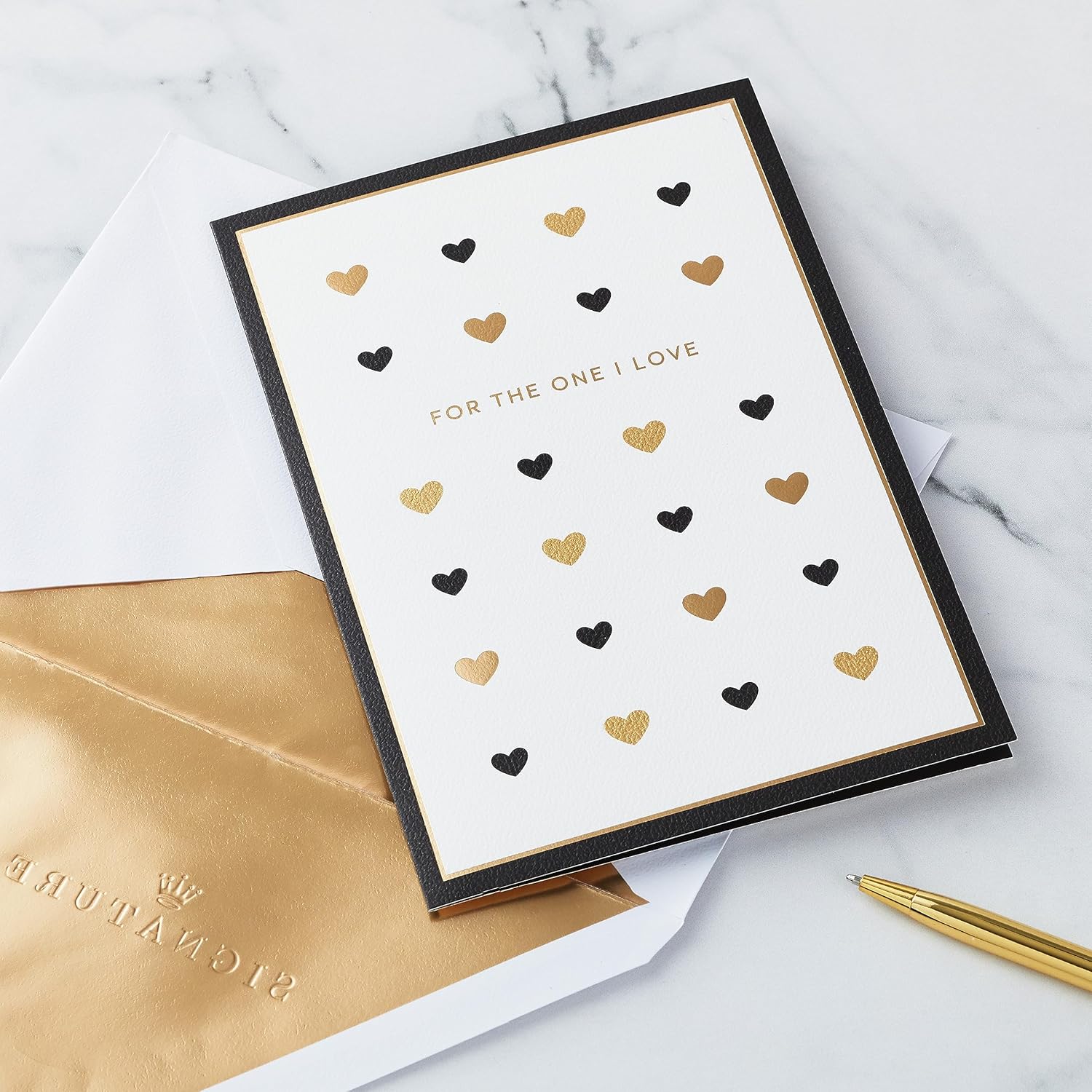 Hallmark Signature Paper Wonder – Tarjeta romántica de amor (You Have My Heart) en negro y dorado