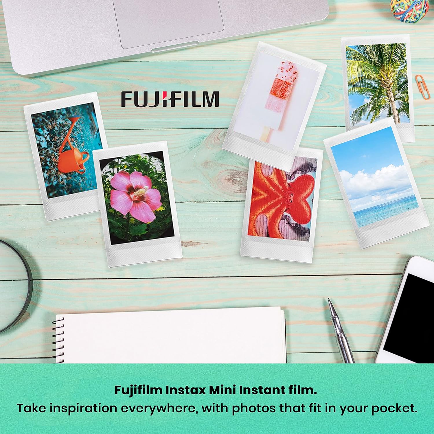 Fujifilm Cámara instantánea Instax Mini EVO Hybrid Brown  Fuji Instax Mini Twin Pack Instant Film  32 GB microSD  Funda para cámara – Paquete