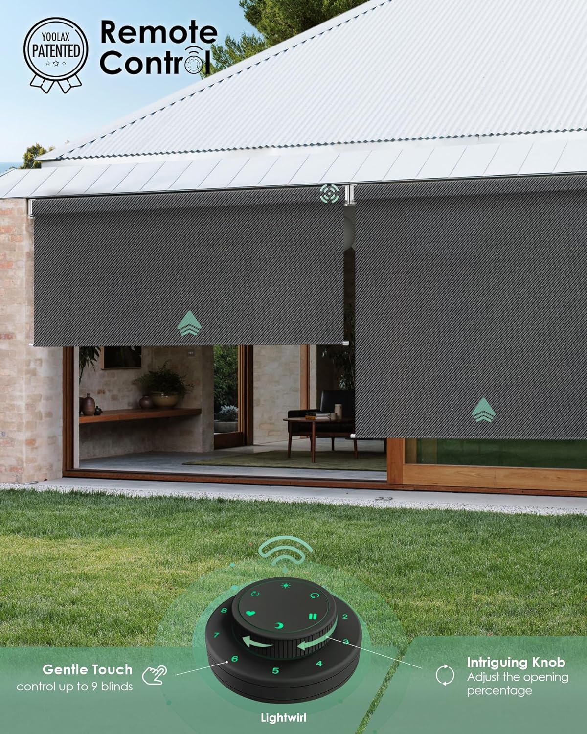 Yoolax Persianas motorizadas personalizadas para exteriores, persianas inteligentes compatibles con Alexa Google, persianas impermeables con control