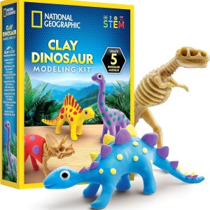 NATIONAL GEOGRAPHIC Clay Dinosaur Arts & Crafts Kit Arcilla seca al aire de dinosaurio para niños, kit de manualidades con 5 colores de arcilla, 5 NATIONAL GEOGRAPHIC Clay Dinosaur Arts & Crafts Kit Arcilla seca al aire de dinosaurio para niños, kit de manualidades con 5 colores de arcilla, 5
