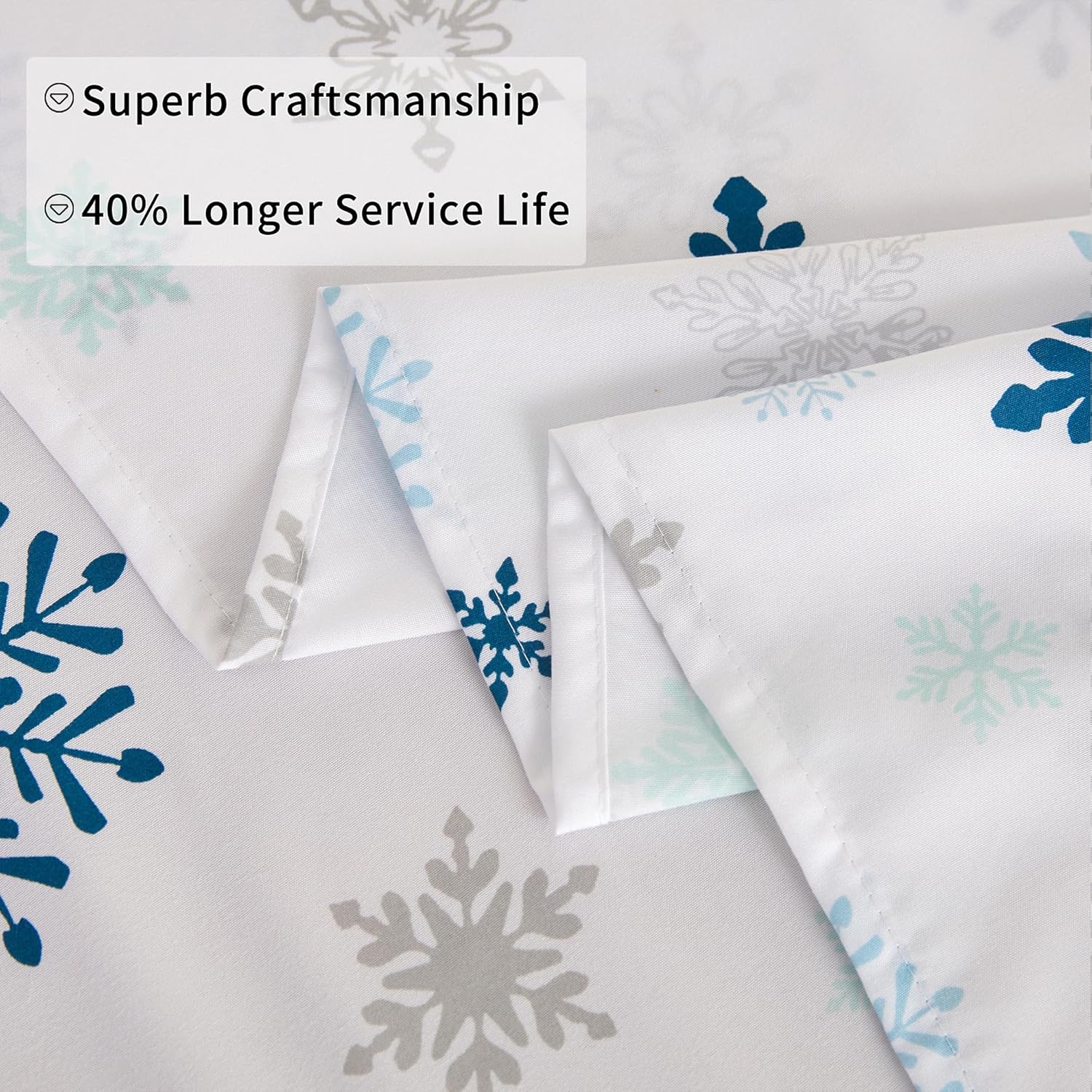 Mooreeke Sábanas matrimoniales navideñas con estampado de copos de nieve, juego de sábanas de tamaño matrimonial con bolsillo profundo, sábana