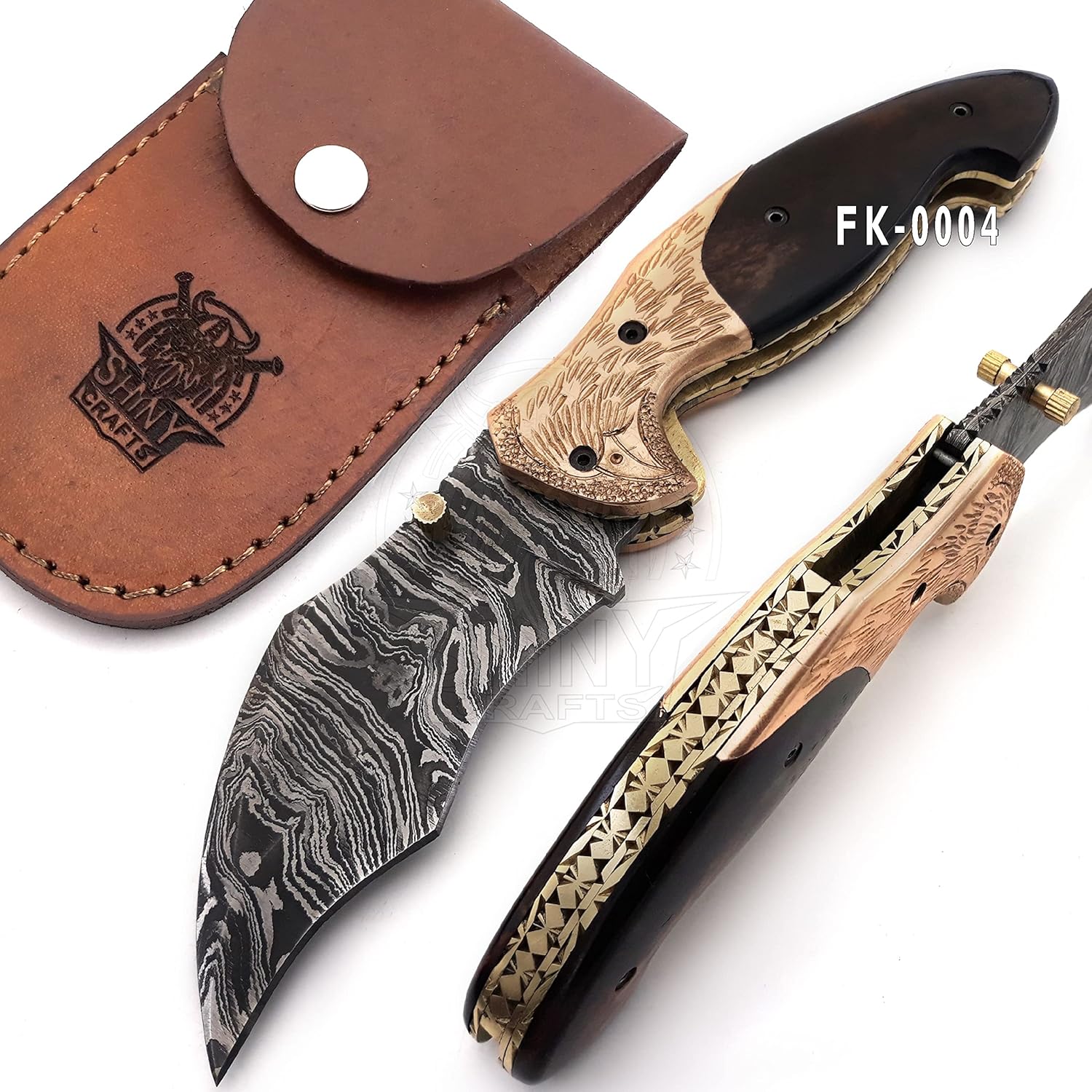 SHINY CRAFTS -Cuchillo de bolsillo de Damasco para hombres, cuchillo OTF, cuchillo de supervivencia, cuchillos plegables, transporte diario, borde